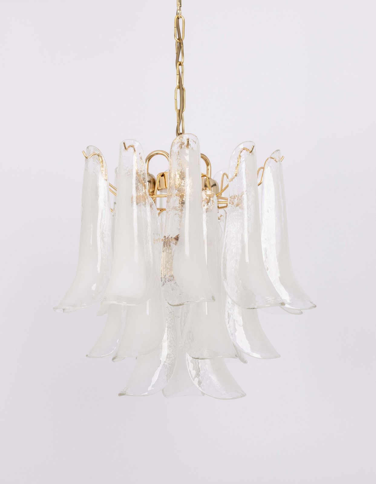 Stunning Large Murano Glass Petals Chandelier Italy, 1980s photo furniture
