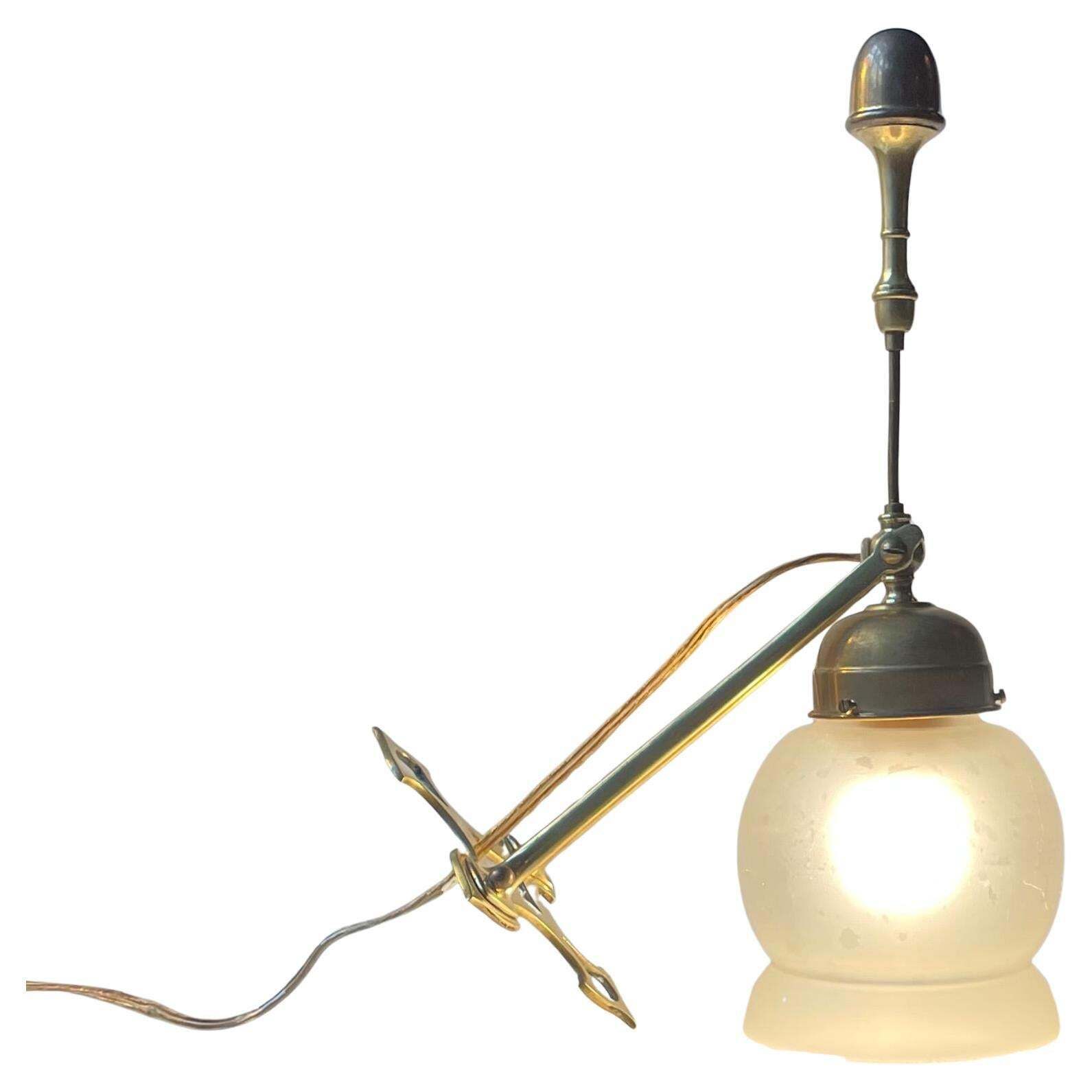 Arts & Crafts Brass Rocking Lamp / Sconce In The Style Of Was Benson