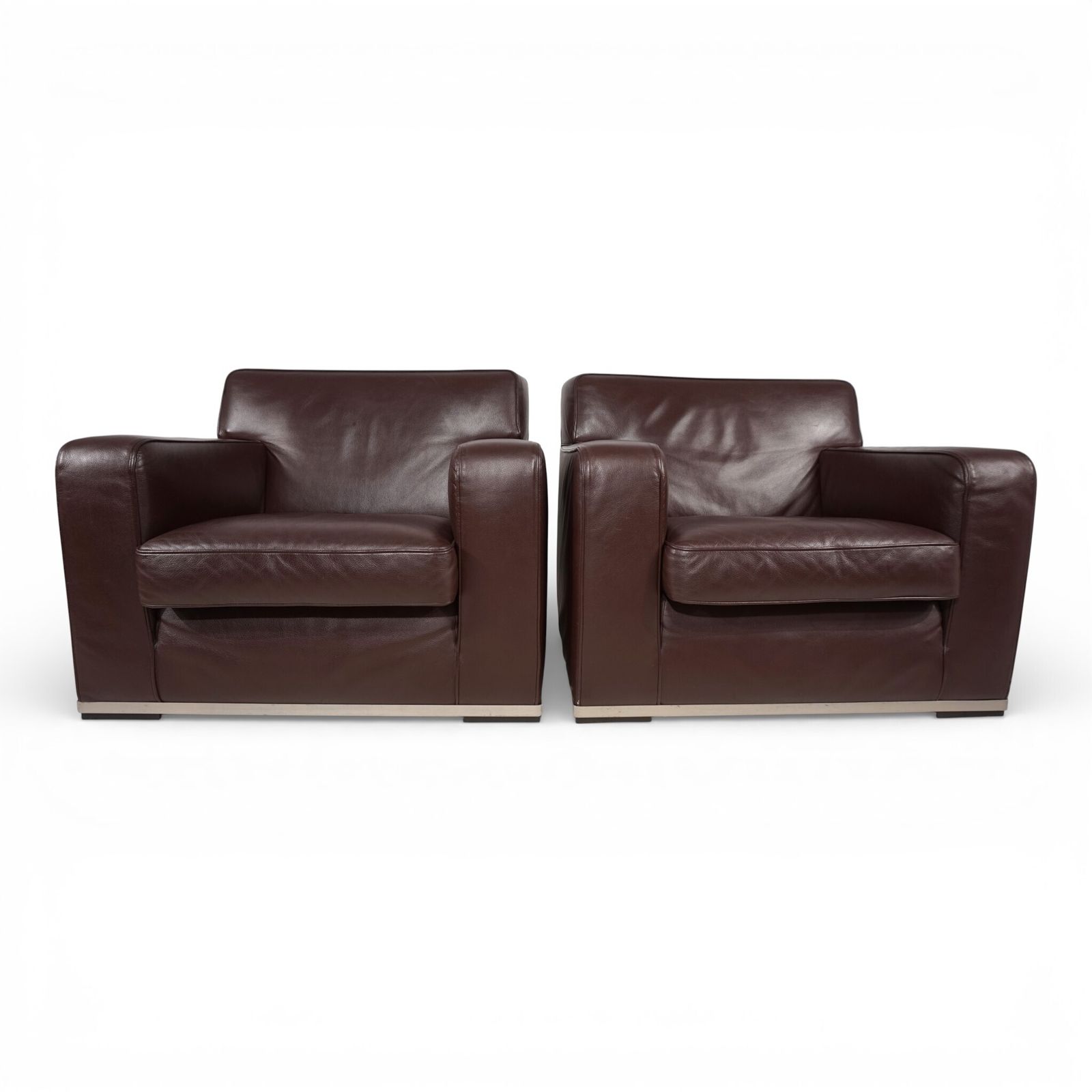 Set Of 2 B&B Italia Maxalto Apta Imprimatur Leather Armchairs By Antonio Citterio, 1999 photo for sale