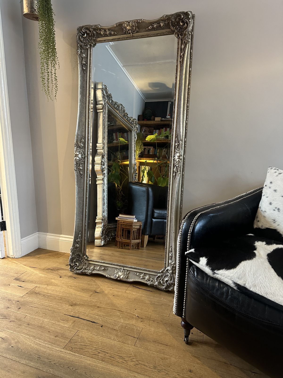 Large Wood Ornate Champagne Leaner Floor Mirror 170cm X 80cm