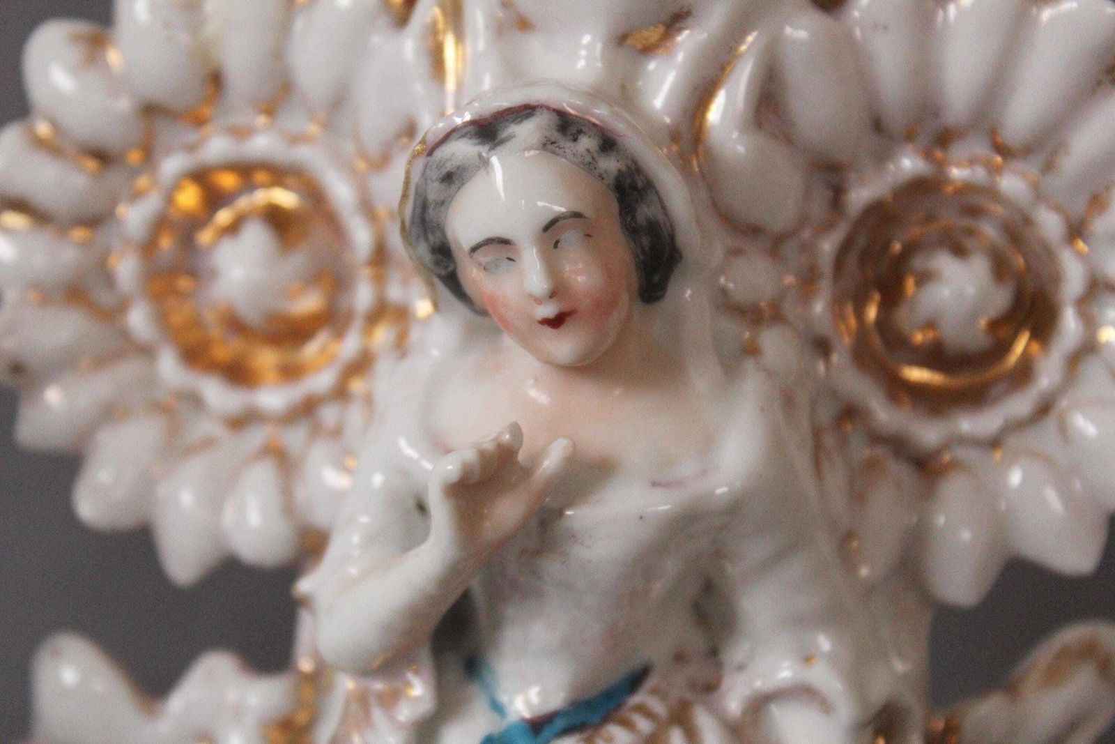 Set Of Two Antique 19th Century Porcelain Vieux Paris Candle Holder, Couple Figurine Man Woman Statue photo Home Decor