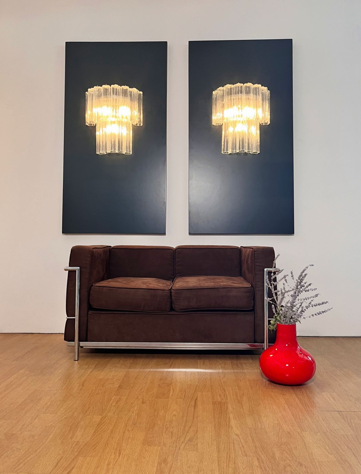 Fantastic Pair Of Murano Glass Tube Wall Sconces   13 Transaparent Glass Tube photo 750.0