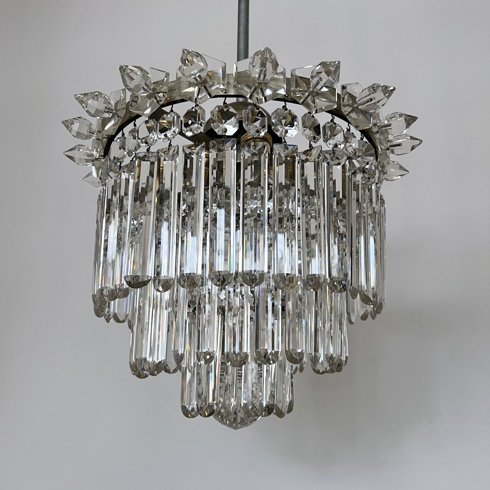 Early 20th Century English Crystal Waterfall Chandelier photo vintage