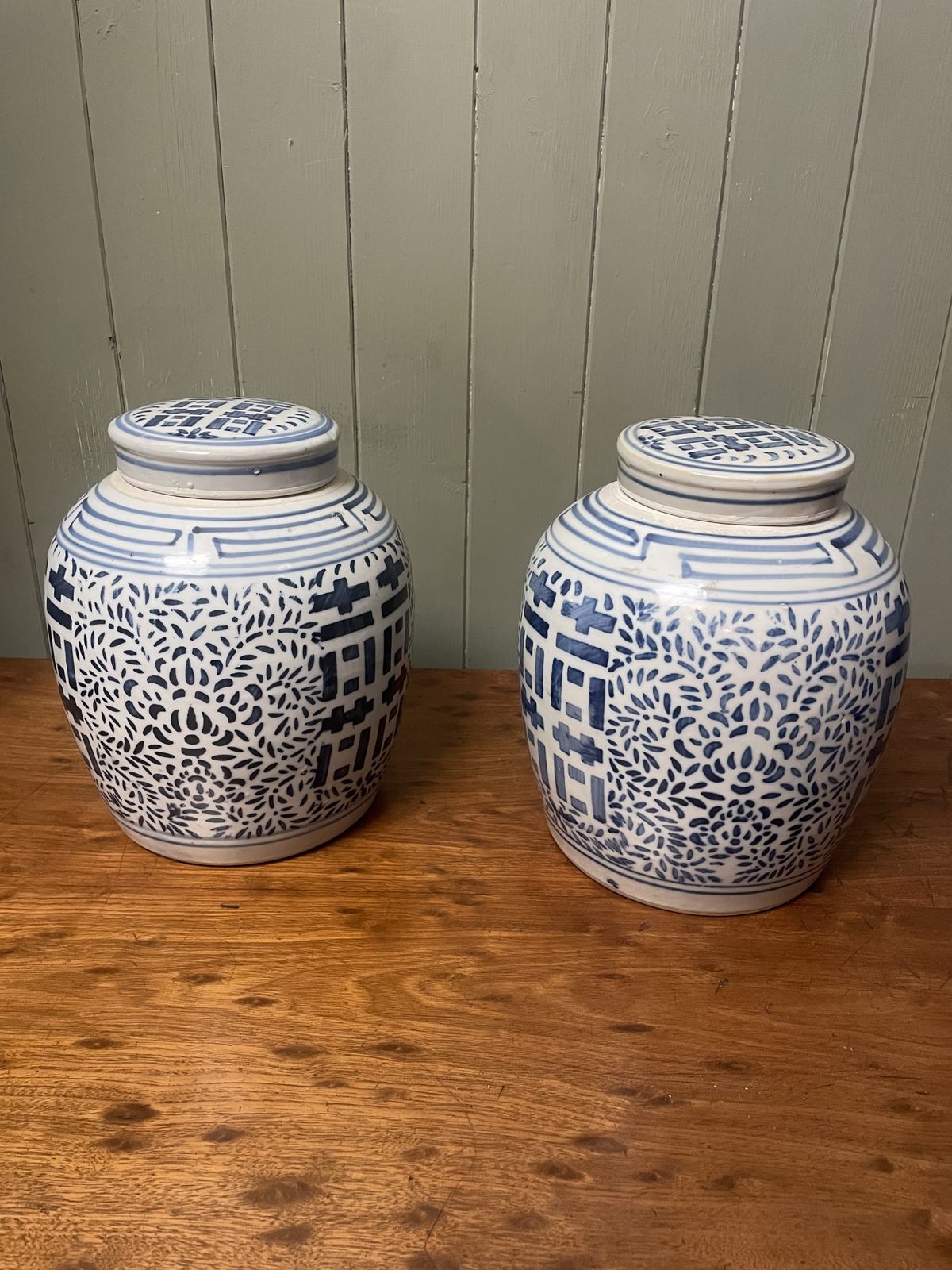 19th Century Pair Of Chinese Double Happiness Ginger Jars Qing Period photo furniture
