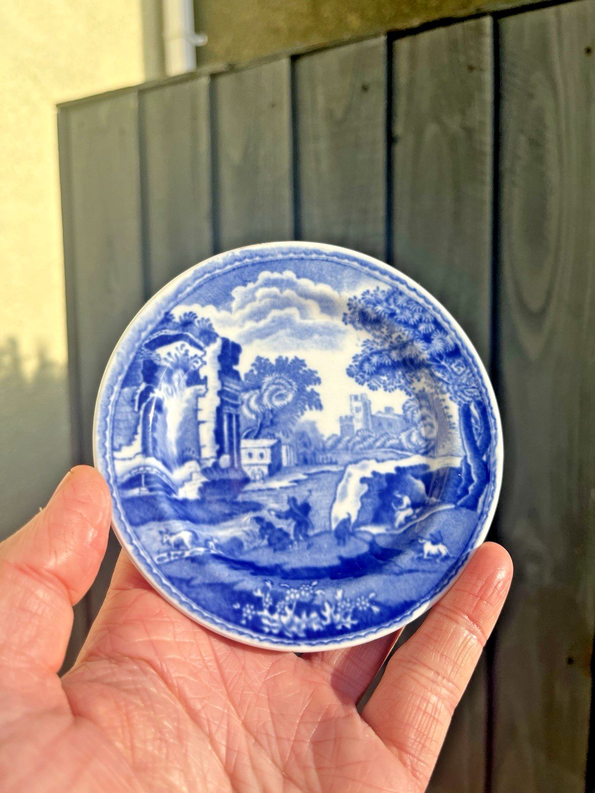 2 Rare Size Antique Copeland Spode Italian Pattern 4.25" Biscuit Plates Mini photo buy