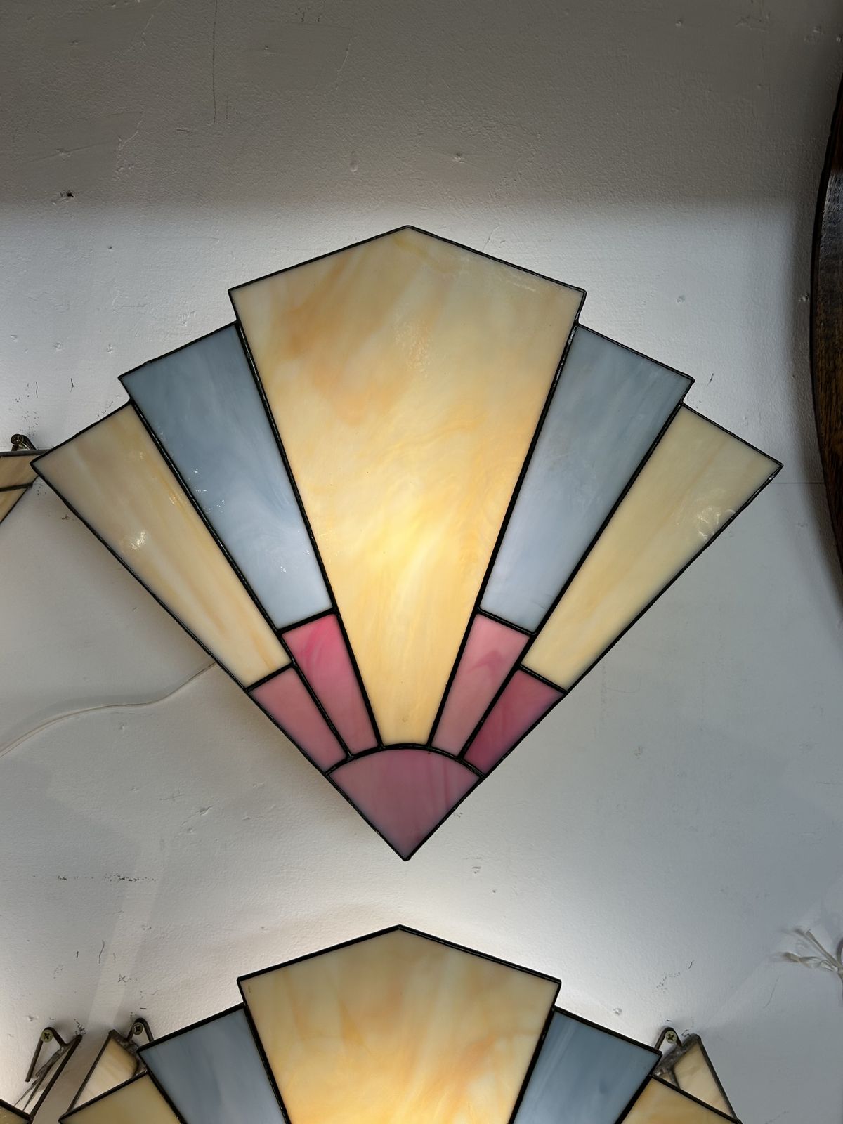 photo for sale 4 X Art Deco Stained Glass Wall Light Covers