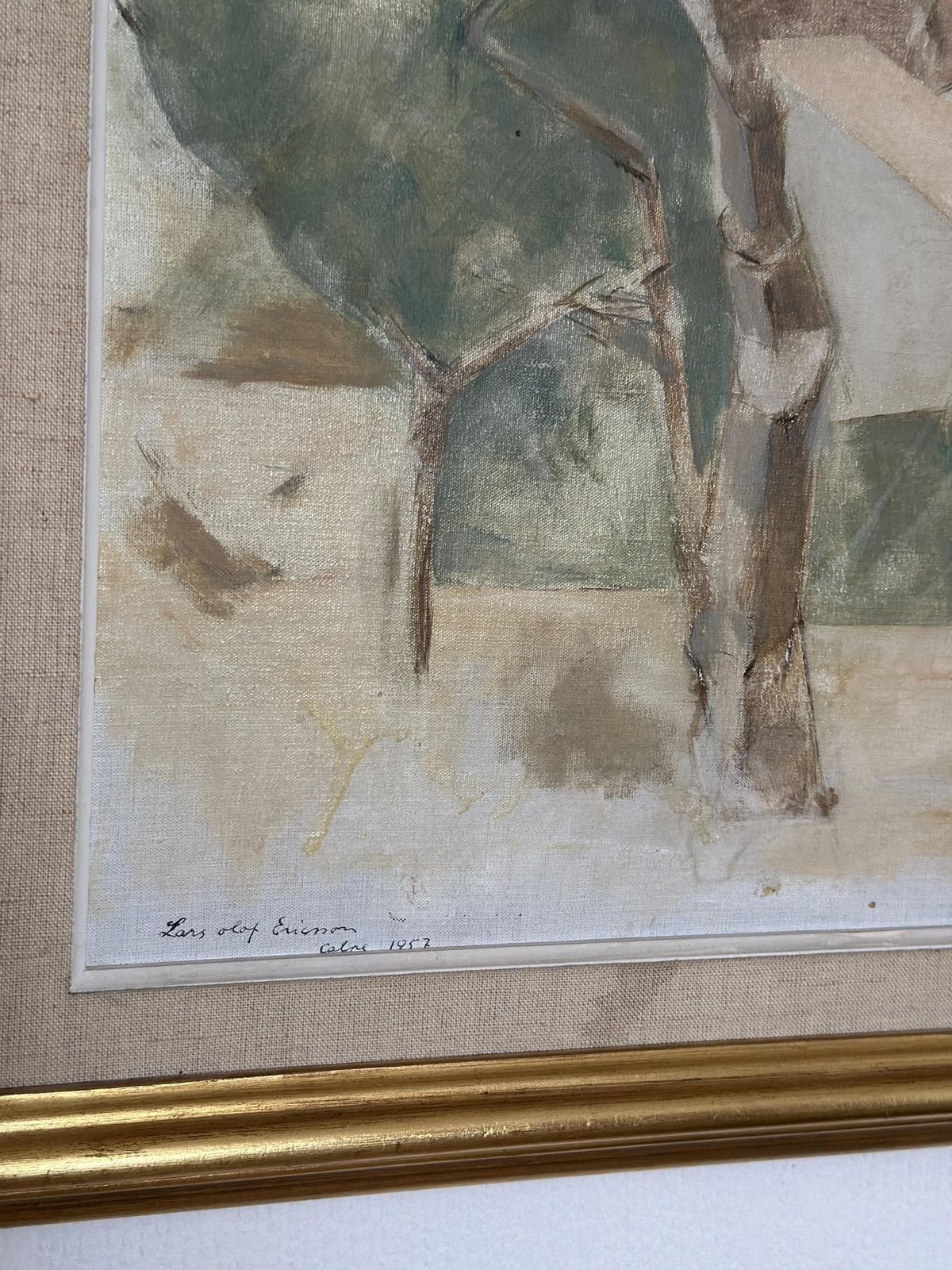 445.0 Original Mid Century Swedish Oil On Panel – “Calpe” By Lars Olof Ericsson – Dated 1957 – Vintage & Framed – 47 × 58 Cm (18.5" × 22.8") photo