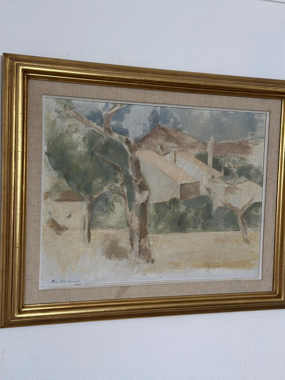 photo buy Original Mid Century Swedish Oil On Panel – “Calpe” By Lars Olof Ericsson – Dated 1957 – Vintage & Framed – 47 × 58 Cm (18.5" × 22.8")