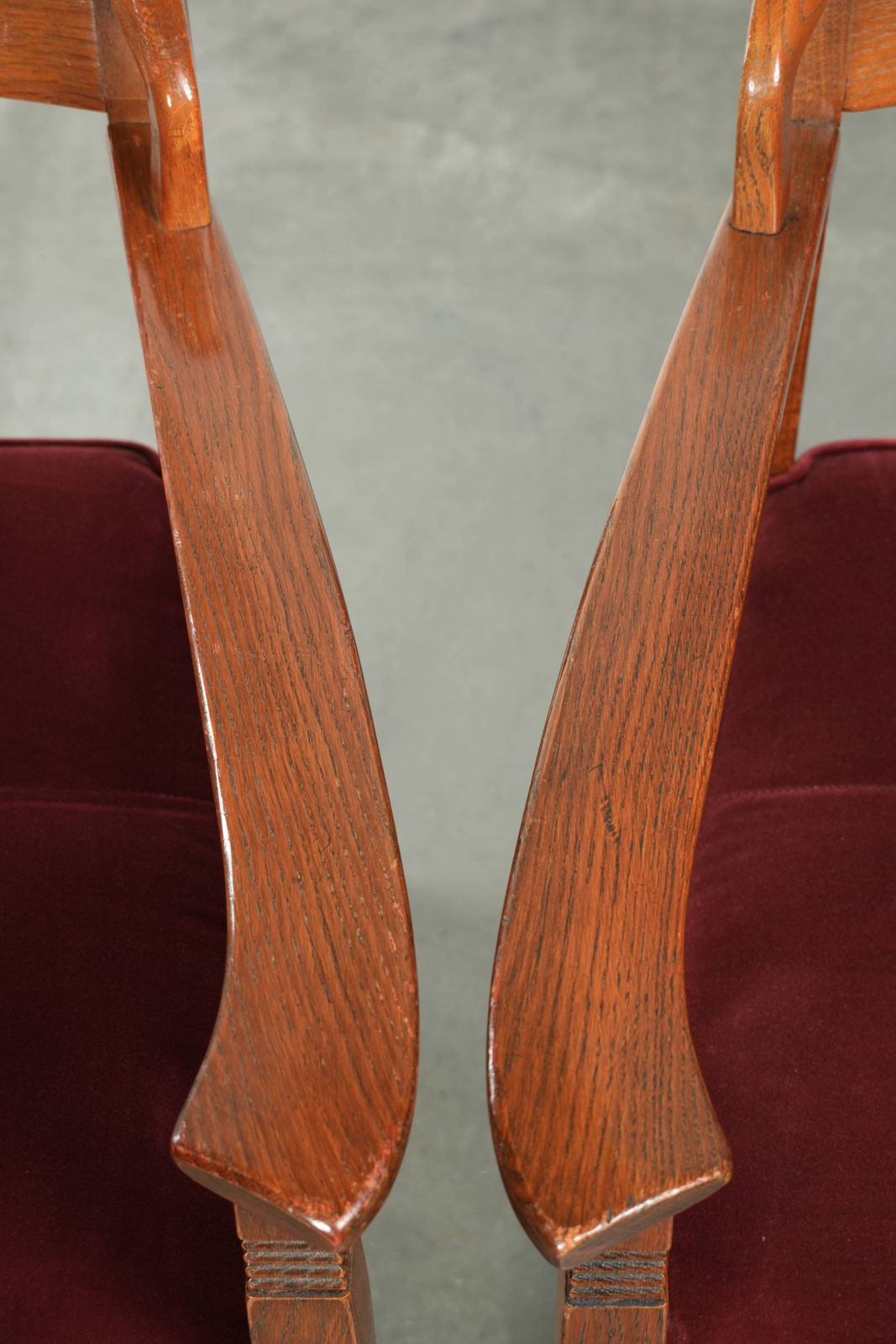 Set Of Two Art Nouveau/Jugendstil Design Schuitema Dining Chairs With A Luxurious Red Fabric Upholstery photo vintage