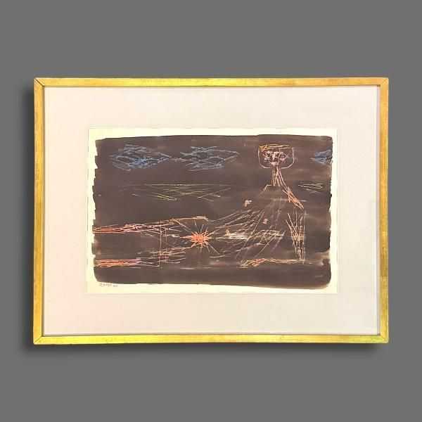 Marek Zulawski Gouache On Paper   Figure In Landscape