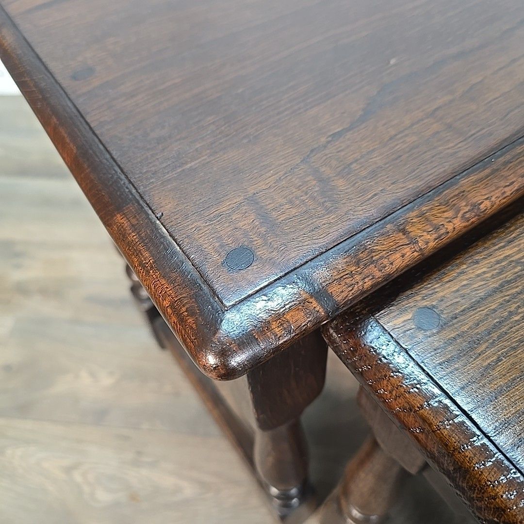photo furniture Vintage Nest Of Tables Solid Oak Side Wooden Occasional Cc41 Utility Wartime