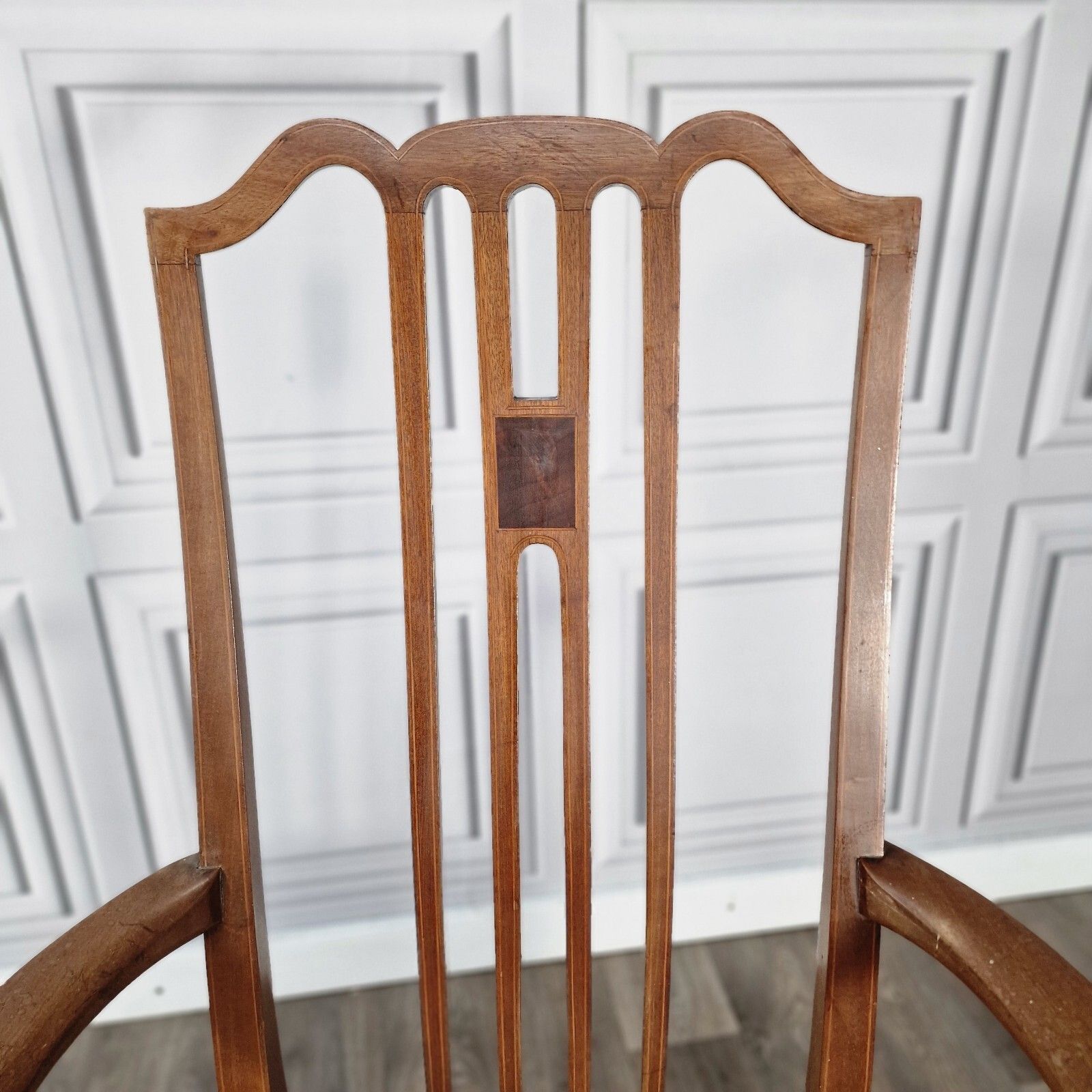 Furniture Antique Wooden Edwardian Chair Ornate Elbow Carver Armchair Fireside Lounge Desk photo