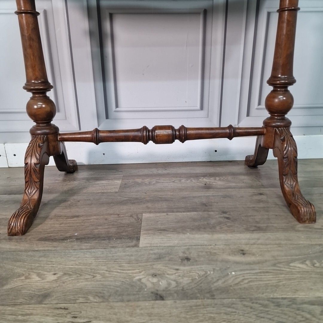 Antique Victorian Console Table Wooden Inlaid Turned Stretcher Library Writing photo 290.0