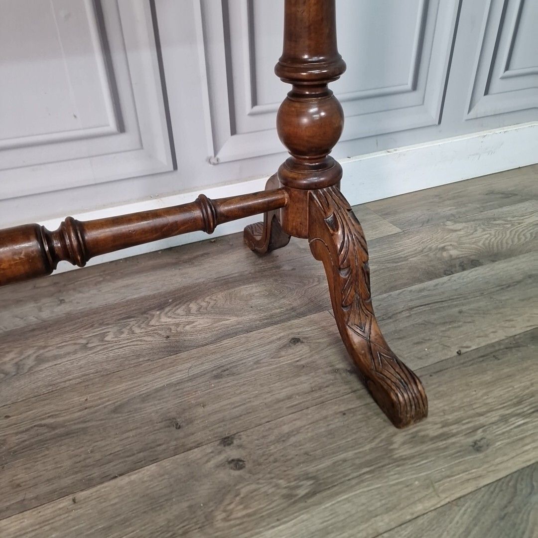 Antique Victorian Console Table Wooden Inlaid Turned Stretcher Library Writing photo buy
