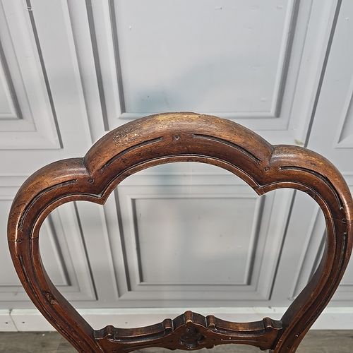 photo for sale Antique Victorian Bedroom Chair Walnut Cabriole Dining Carved Button Desk Seat