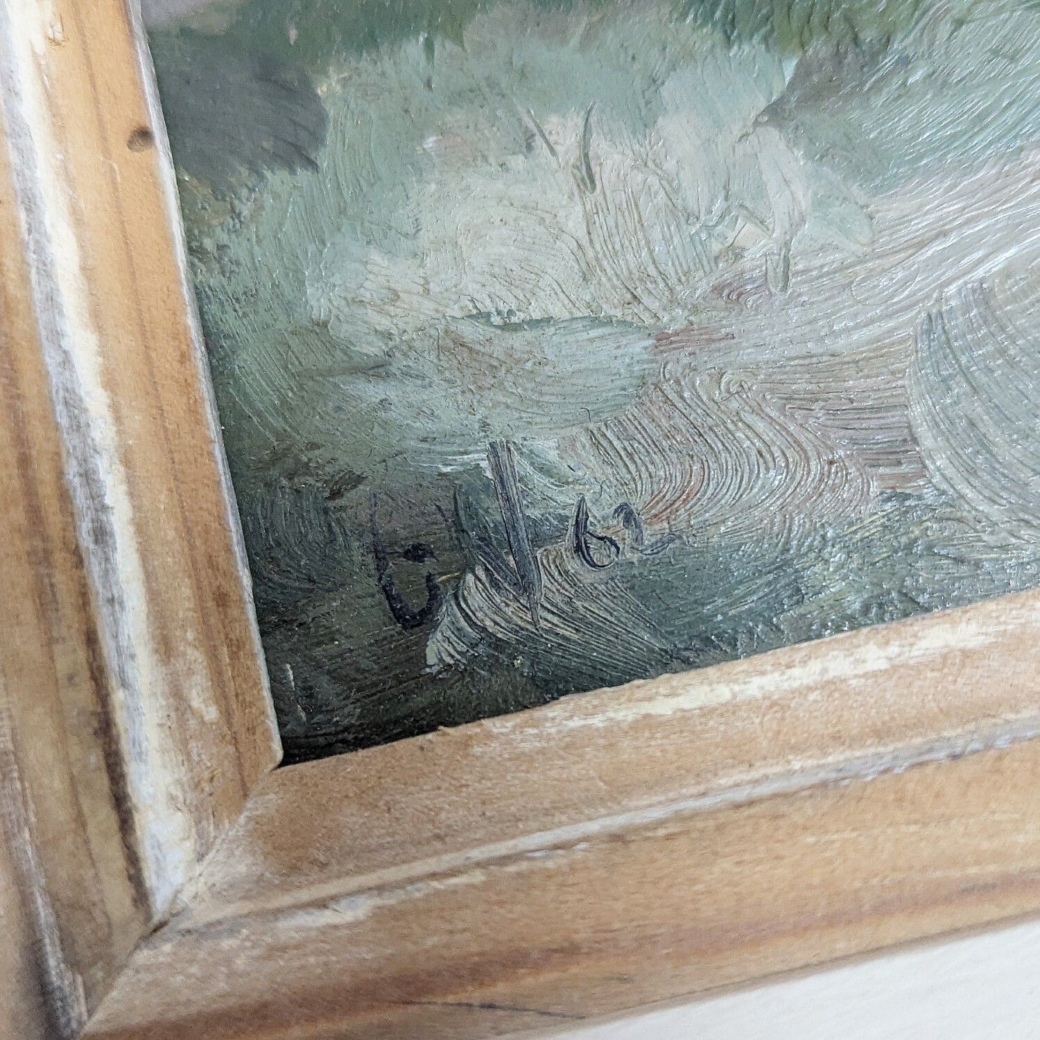 Art Original Vintage Framed Oil Painting Of A Coastal Scene – Signed & Dated photo