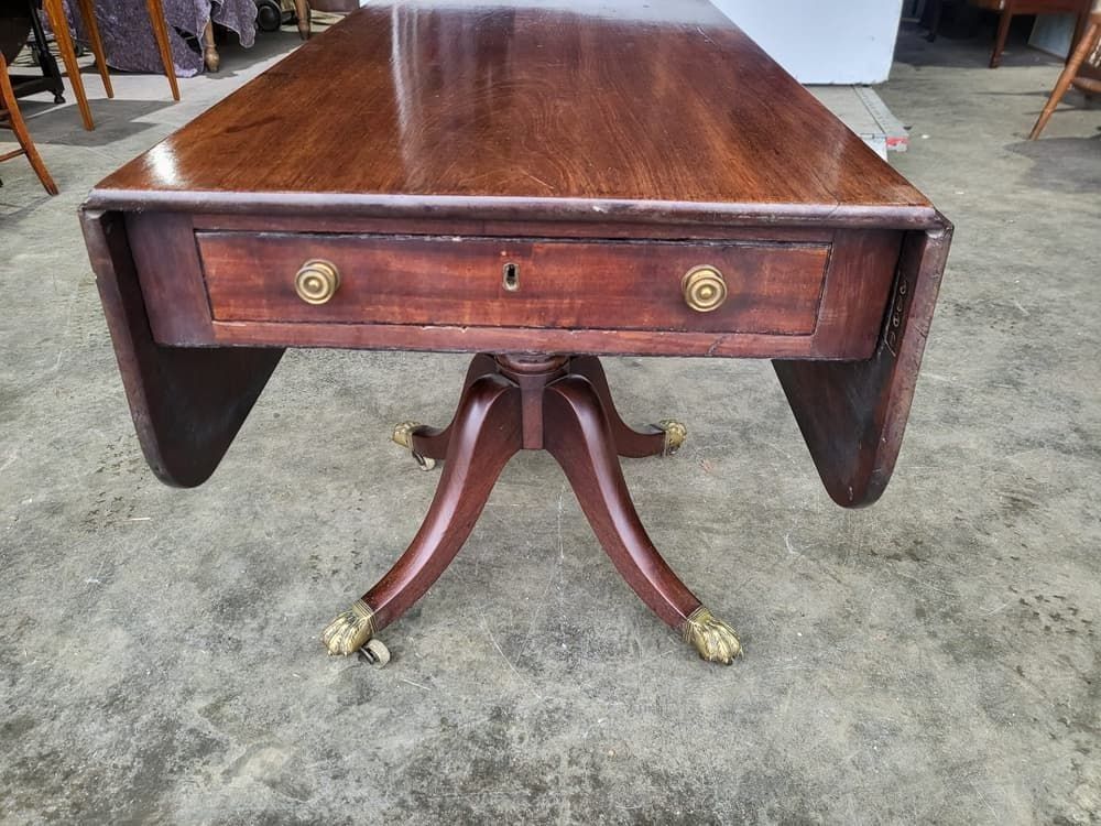 Antique Victorian Pedestal Drop Leaf Quad Base Table Seat 6 photo for sale