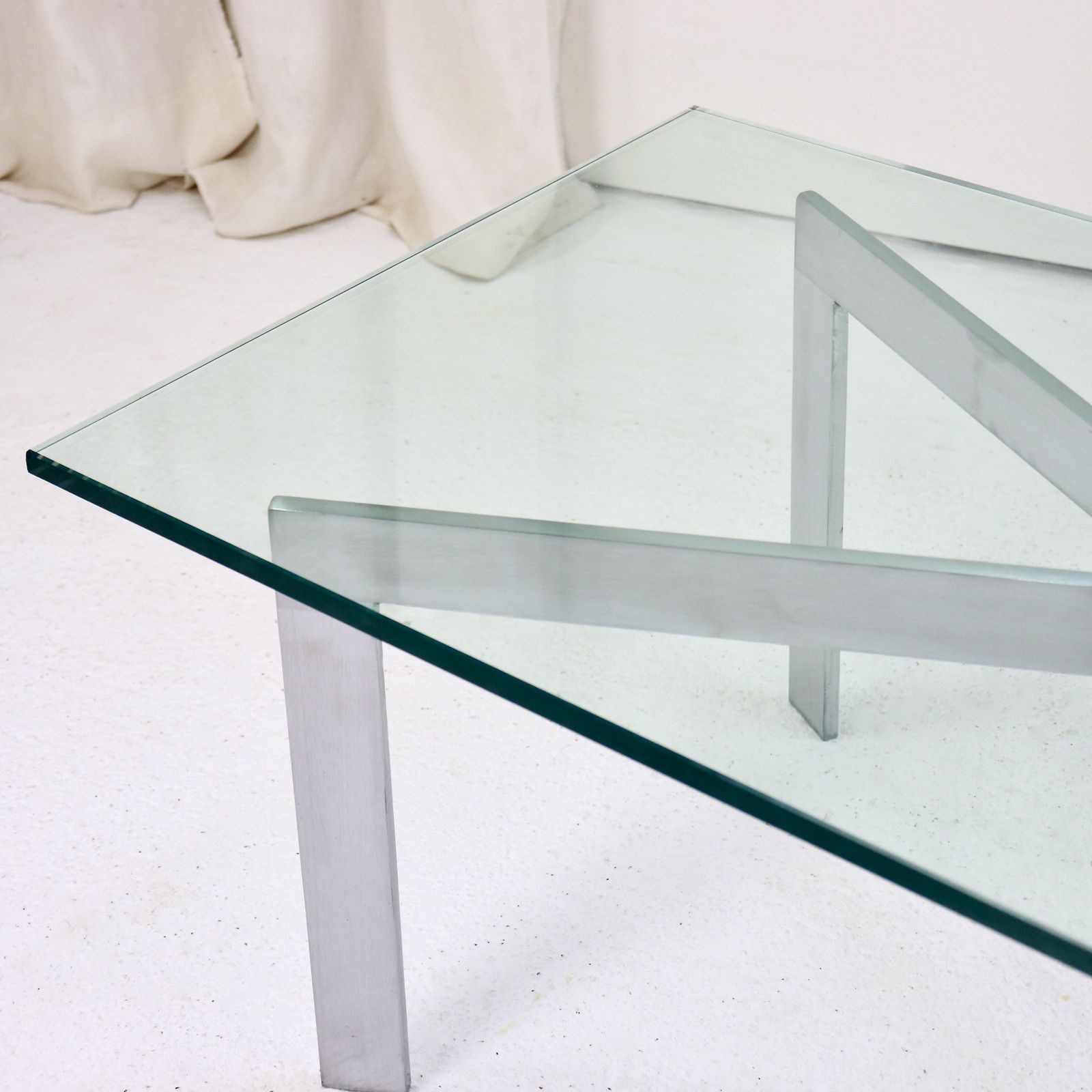 Glass & Nickel Plated Steel Coffee Table, 1980s–90s photo for sale