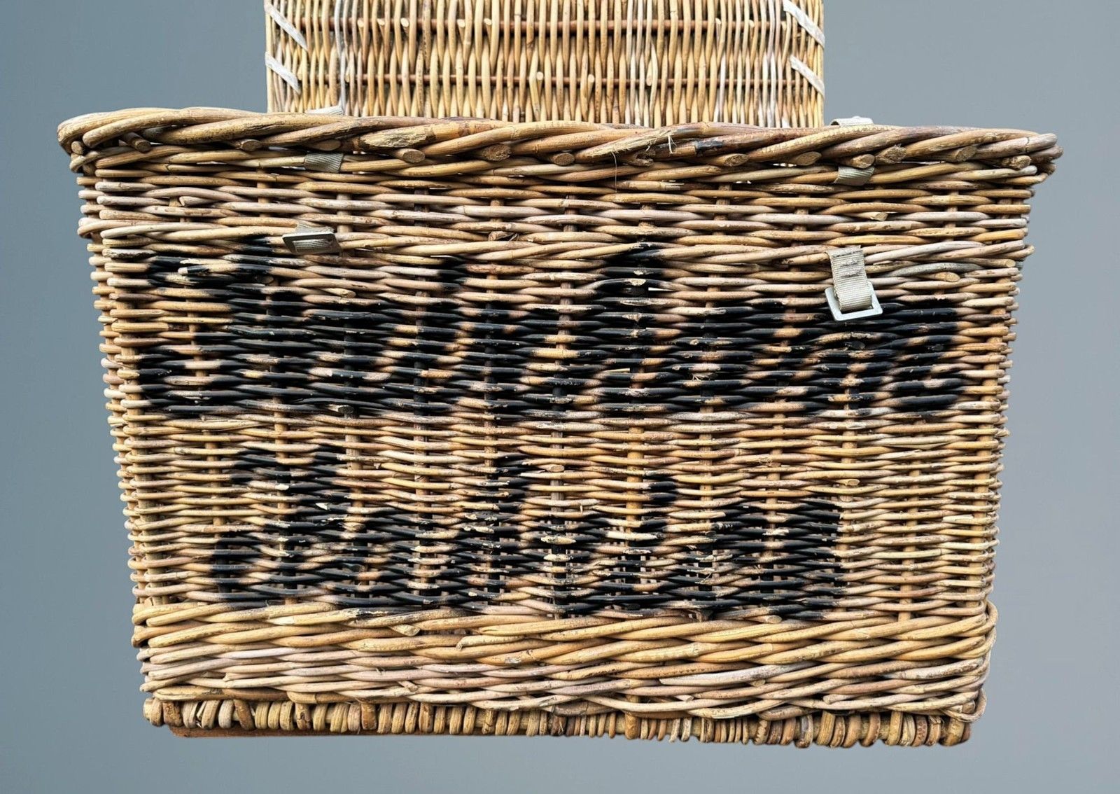 320.0 Large Antique Wicker Basket /Log Basket photo