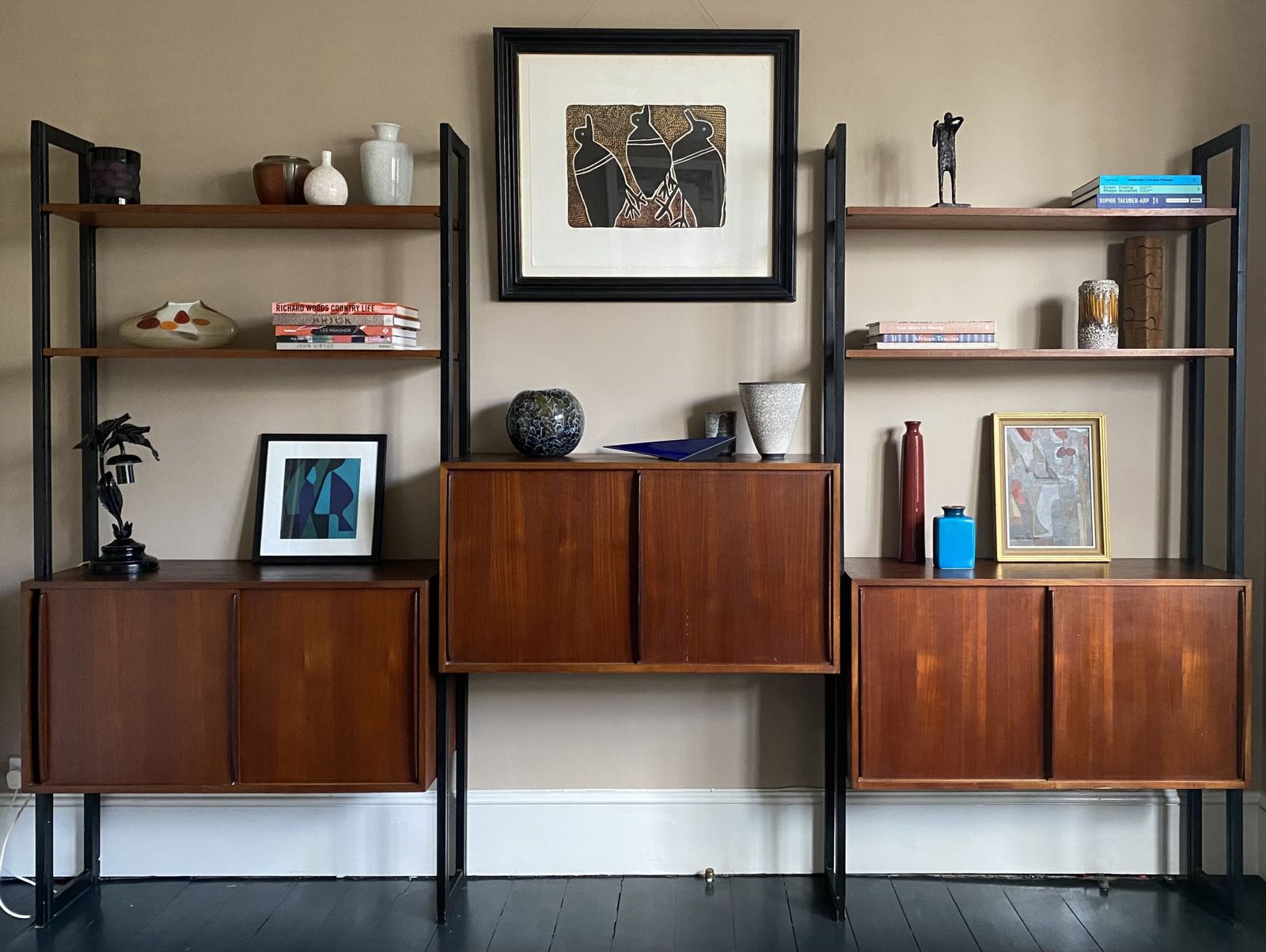 Mid Century Modular Shelving System In Teak By Olli Borg For Asko. Made In Finland.