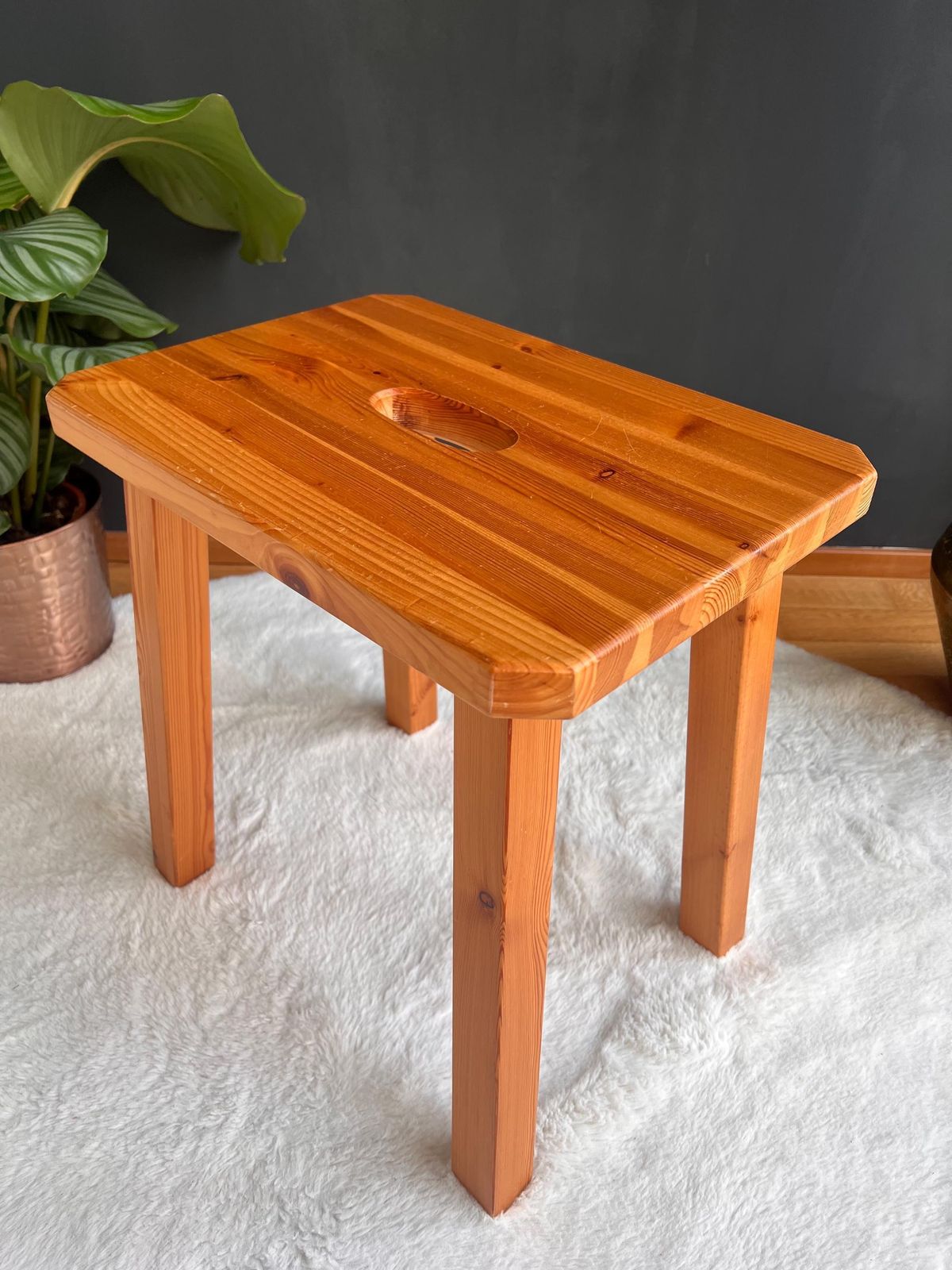 Solid Pine Cabin Stool, Switzerland, 1970 photo furniture