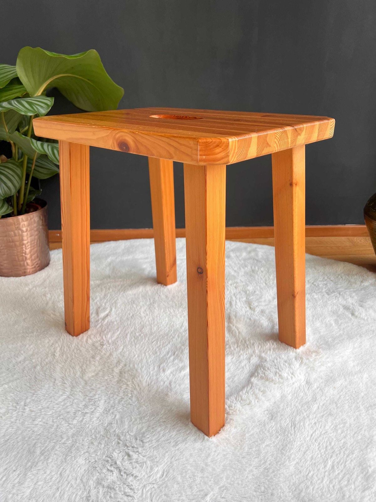 Solid Pine Cabin Stool, Switzerland, 1970 photo vinterior