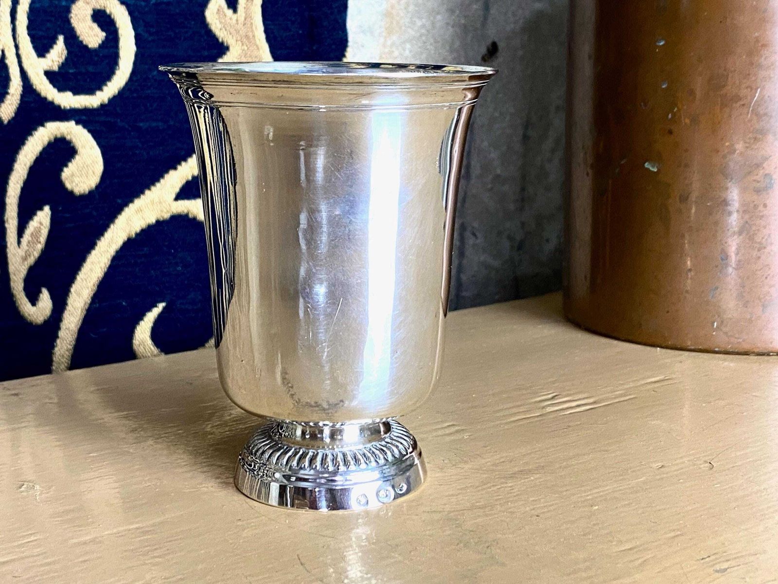 Antique 1798 1809 French Silver 950/1000 Timbale Beaker Tulip Cup Moselle, Lorraine 104g photo vintage