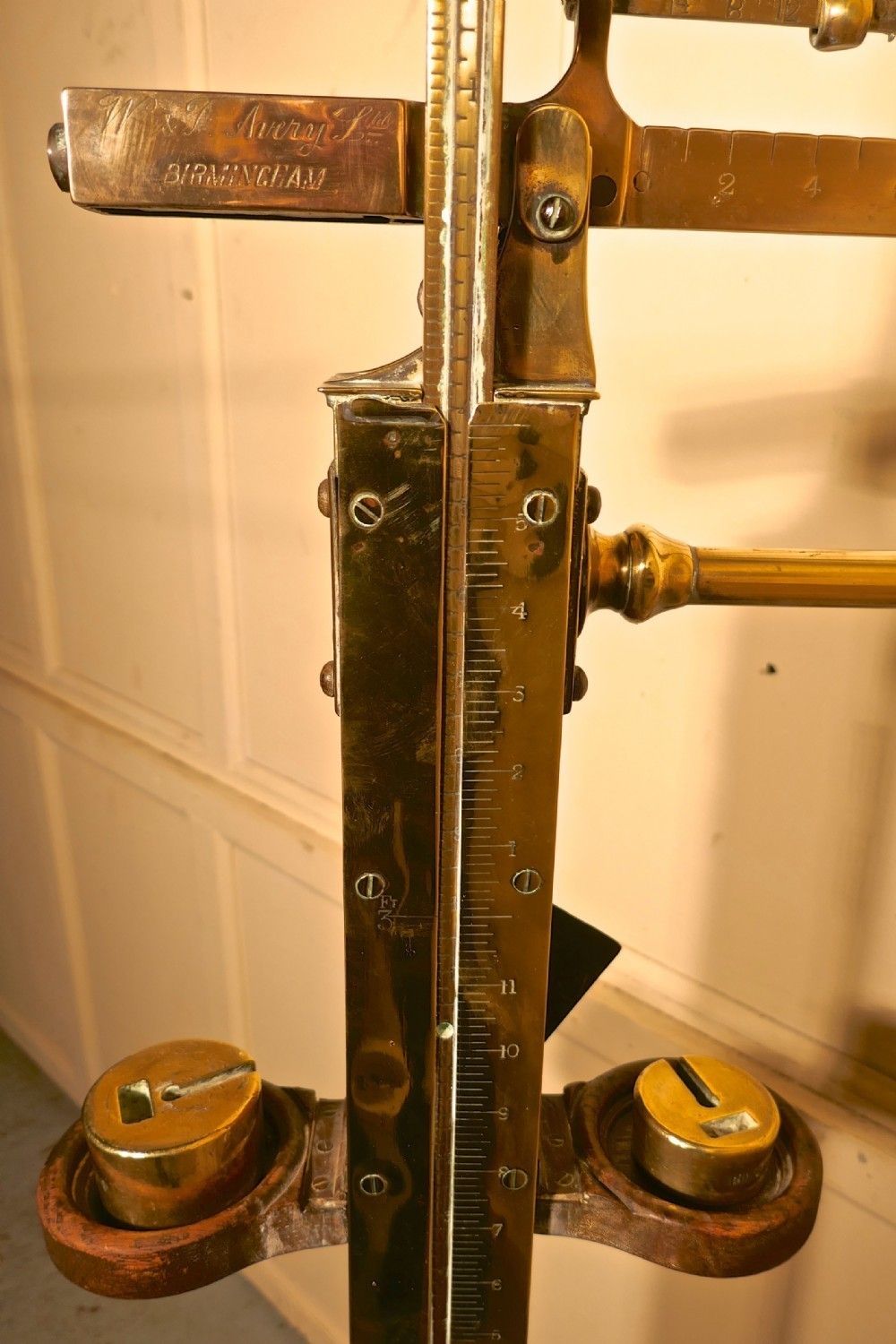 Avery Brass Height & Weight Standing Jockey Scales From Market Rasen Racecourse photo for sale
