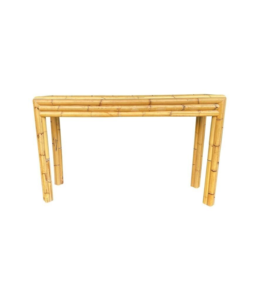 1575.0 Copy   An Italian 1970s Bamboo Console With Smoked Glass Top Attributed To Vivai Del Sud photo
