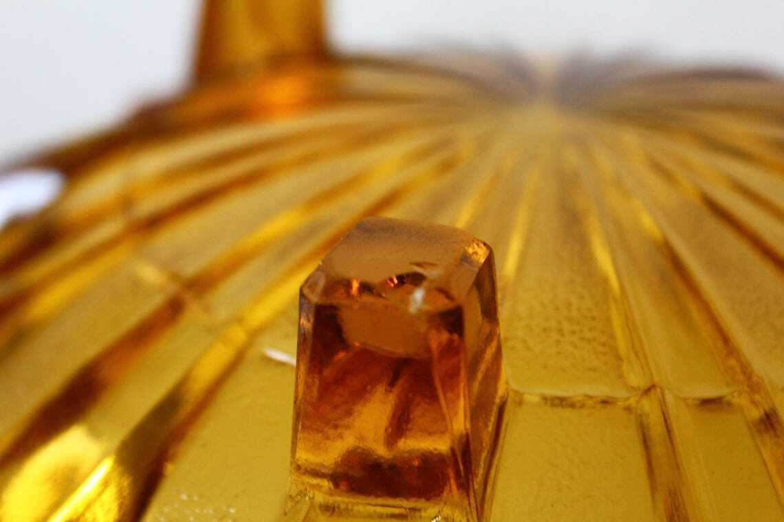 69.0 Large Vintage Art Deco Circa 1930s Amber Glass Fruit Bowl Belgium By Scailmont Henri Heemskerk Geometric Design Centerpiece photo