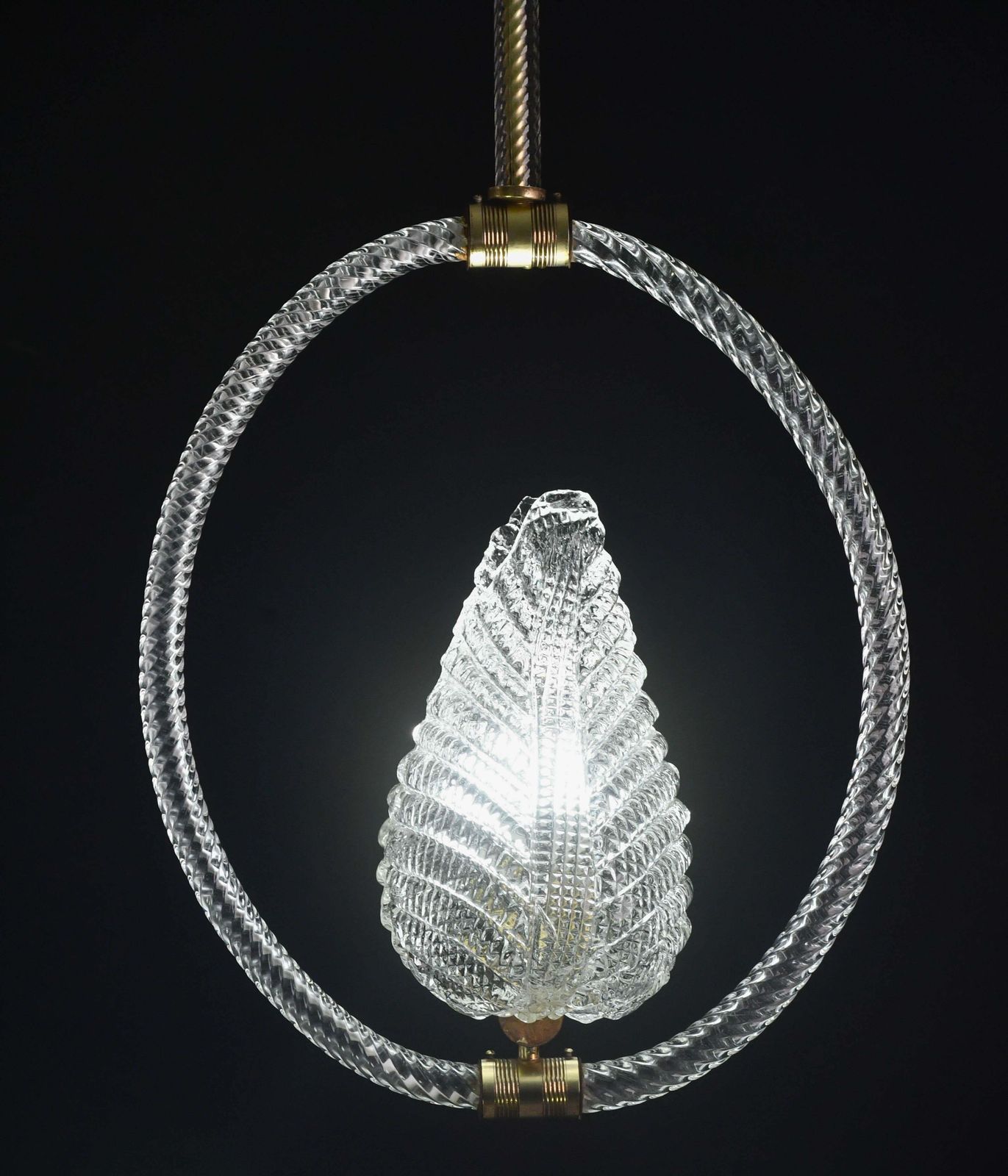 Charming Transparent Art Decò Barovier E Toso Pendant Light Murano Glass, 1940s photo 1338.0