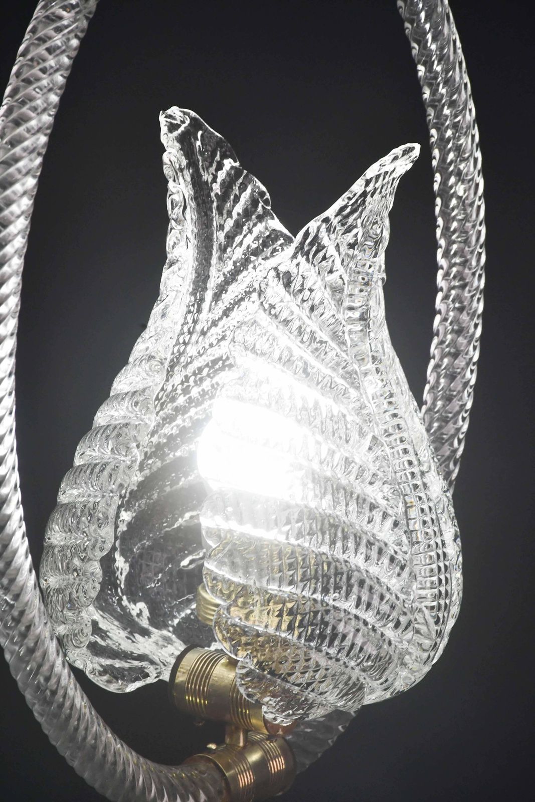 Lighting Charming Transparent Art Decò Barovier E Toso Pendant Light Murano Glass, 1940s photo