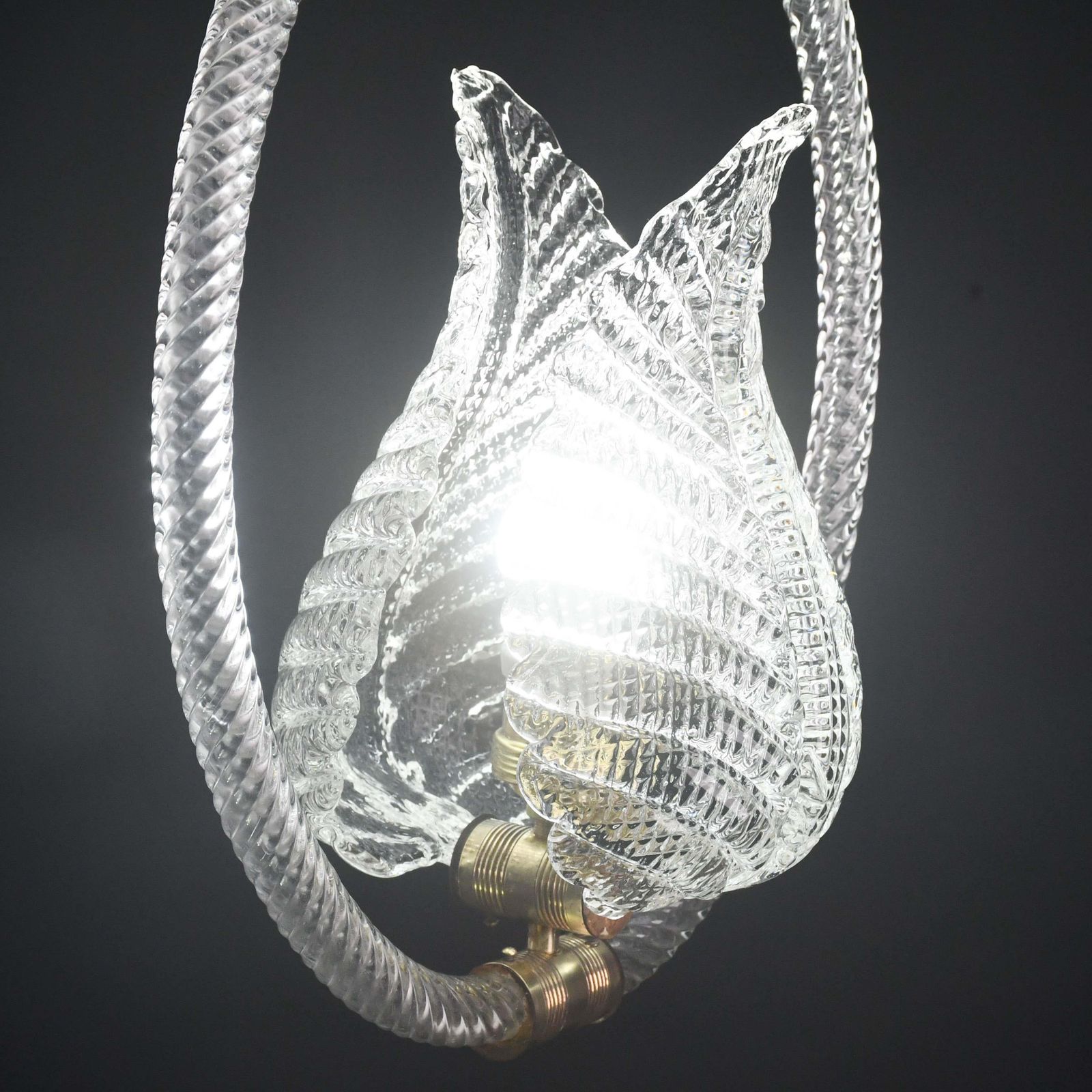1338.0 Charming Transparent Art Decò Barovier E Toso Pendant Light Murano Glass, 1940s photo