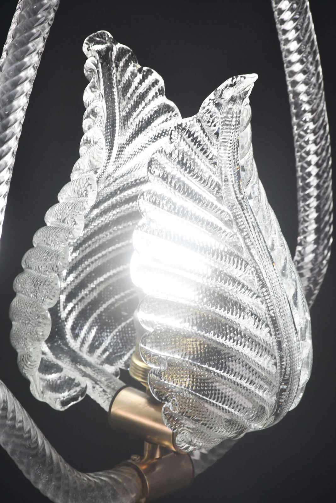 1420.0 Elgant Transparent Art Decò Barovier E Toso Pendant Light Murano Glass, 1940s photo