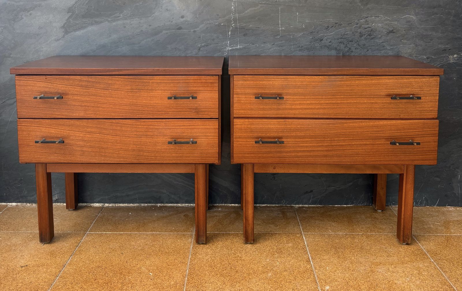 Pair Of Scandinavian Mid Century Modern Nightstands With Two Drawers, 1960 photo Furniture