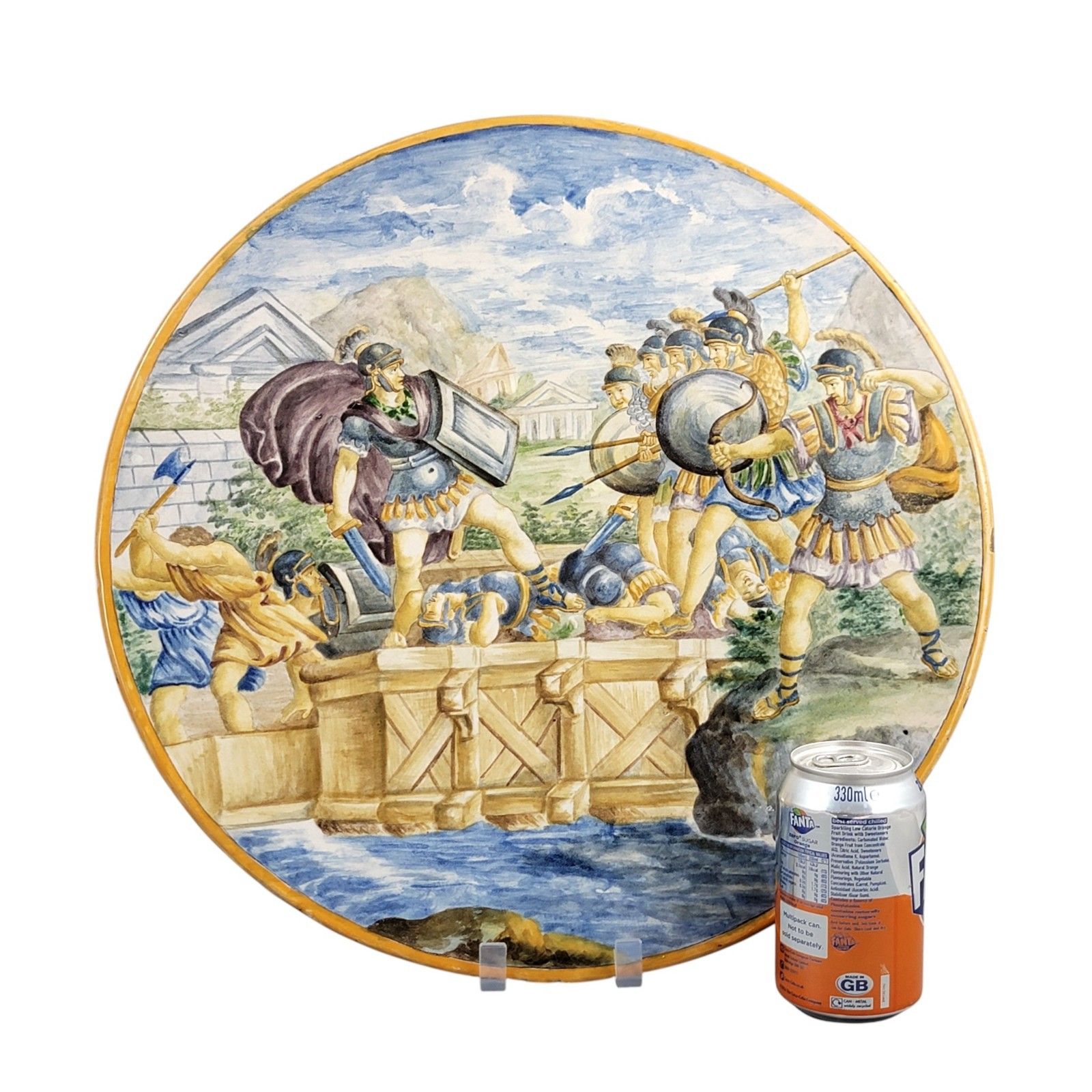 Large Italian Pesaro Maiolica Istoriato Charger, C. 1890–1915 photo buy