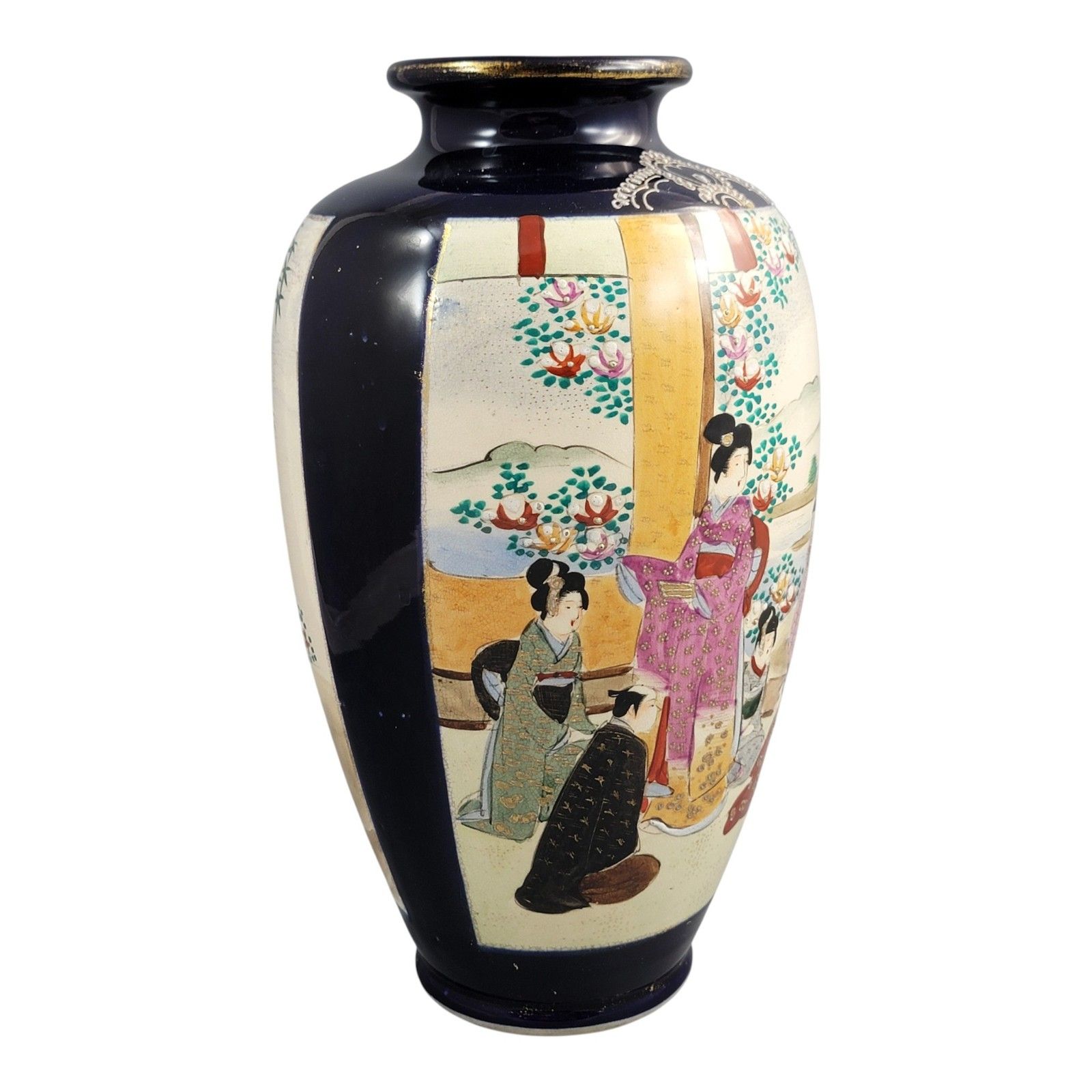 Satsuma Cobalt Ground Vase With Moriage Court Scenes, Japan, C. 1890–1910 photo Home Decor