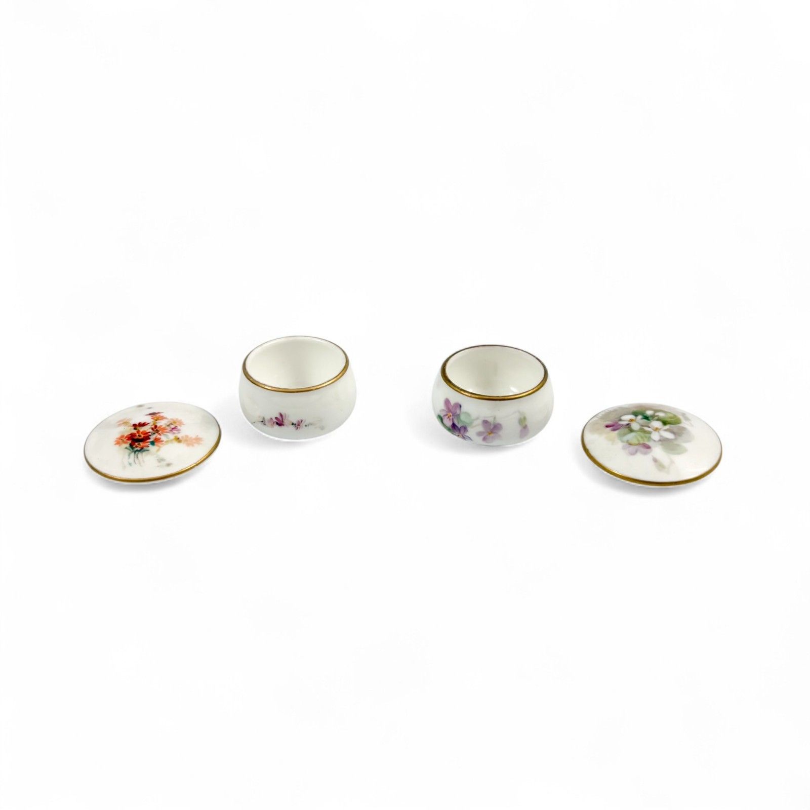 Antique Royal Worcester Hand Painted Porcelain Pill Boxes Pair 1899, 1915 photo buy