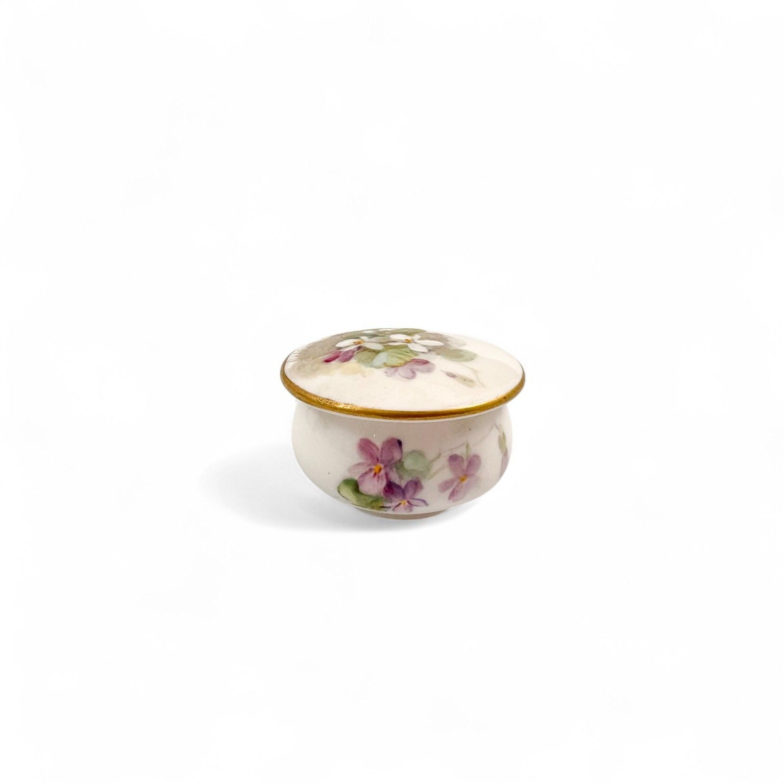 Antique Royal Worcester Hand Painted Porcelain Pill Boxes Pair 1899, 1915 photo vintage