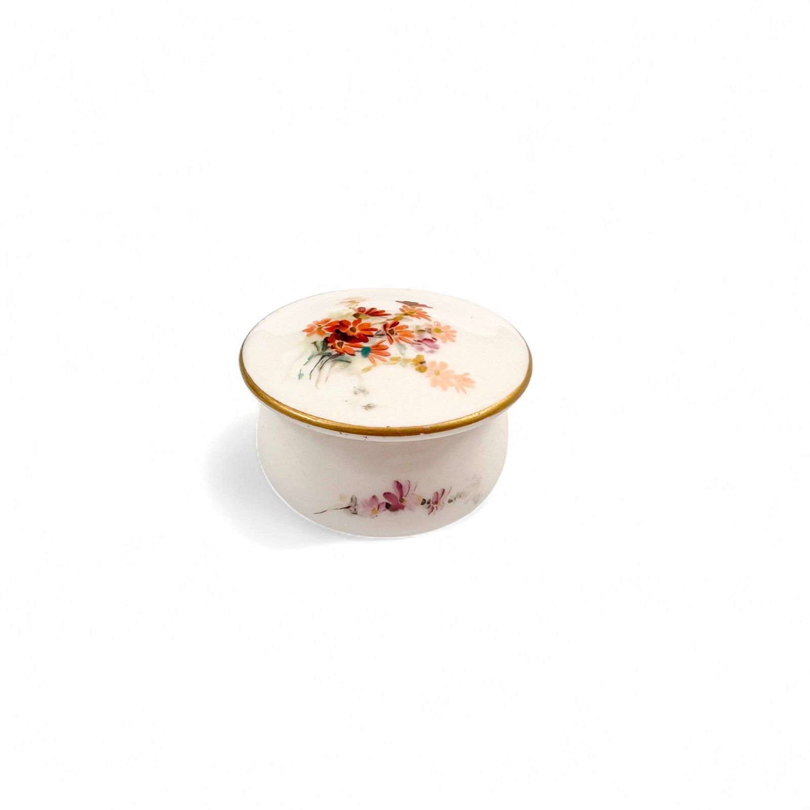 photo buy Antique Royal Worcester Hand Painted Porcelain Pill Boxes Pair 1899, 1915