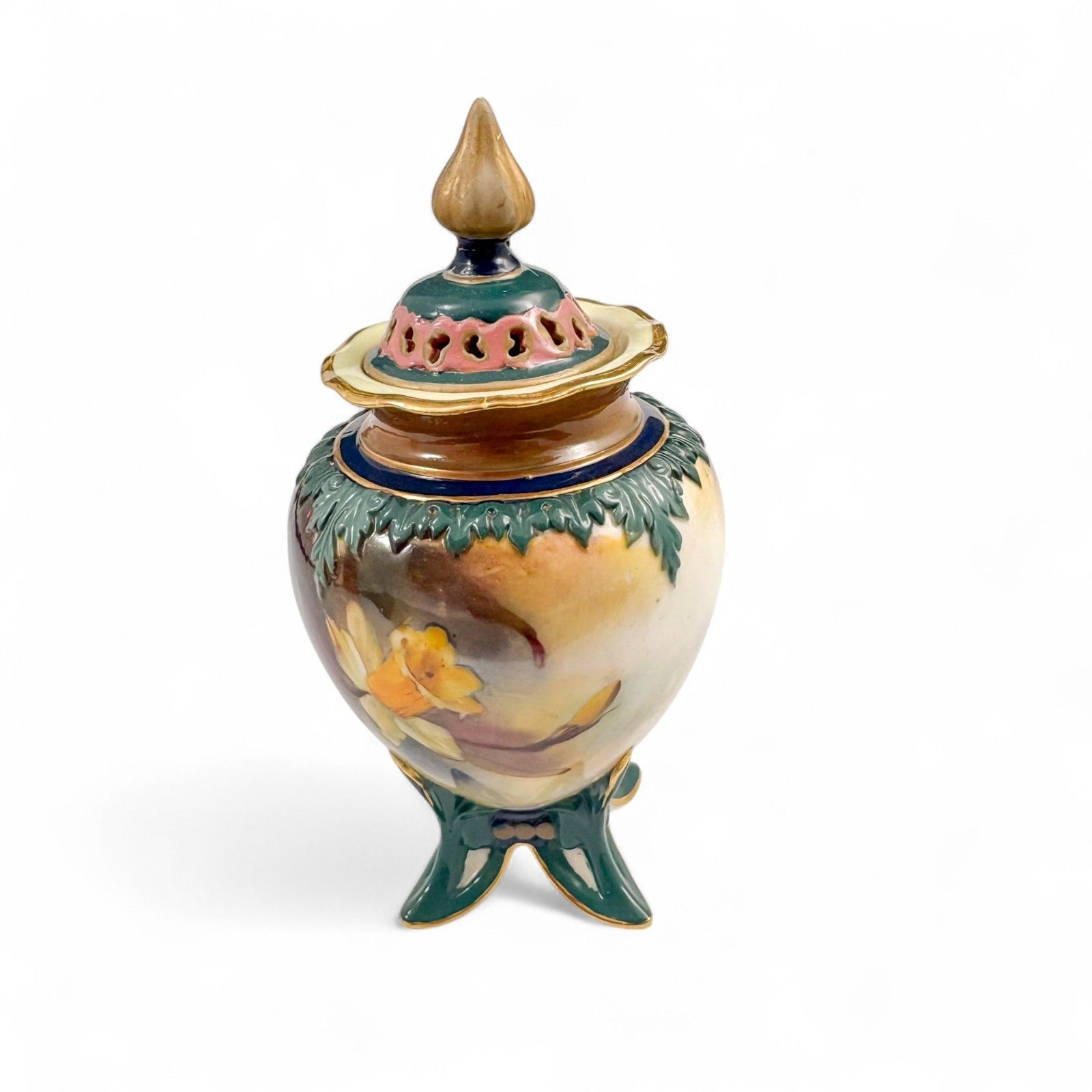 Antique Art Nouveau Royal Worcester Porcelain Pot Pourri Vase 1902 Model 277 photo for sale