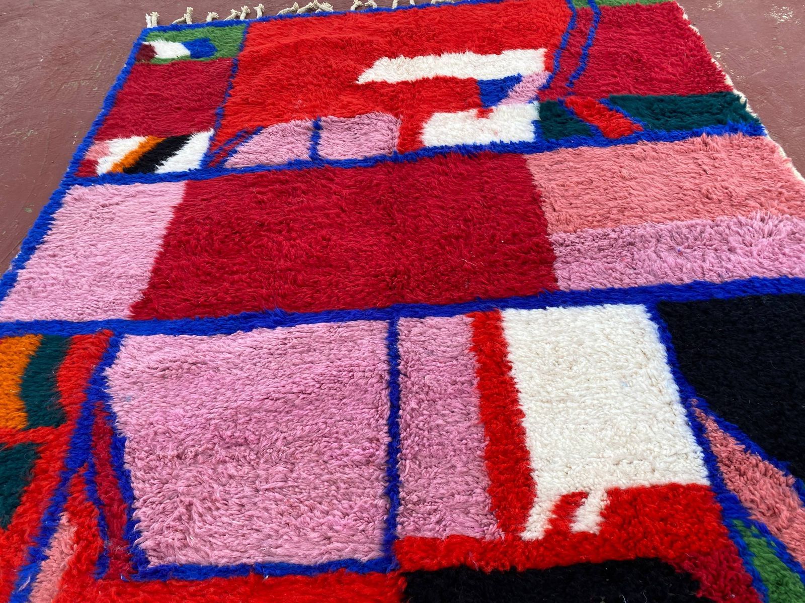 Contemporary Moroccan Beni Ouarain Rug 300x200cm – Bold Abstract Multicolour Wool Carpet photo 630.0