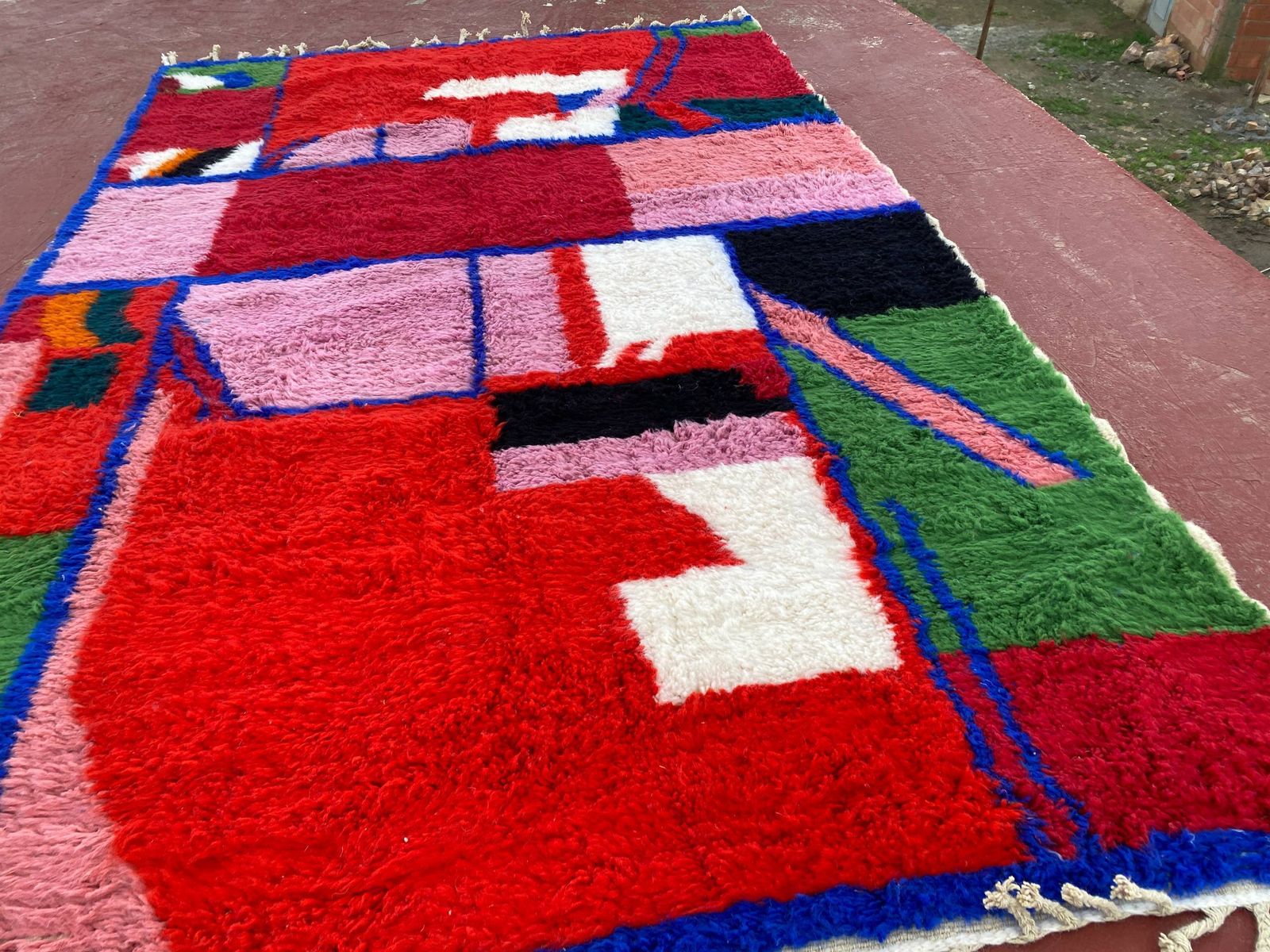 photo for sale Contemporary Moroccan Beni Ouarain Rug 300x200cm – Bold Abstract Multicolour Wool Carpet