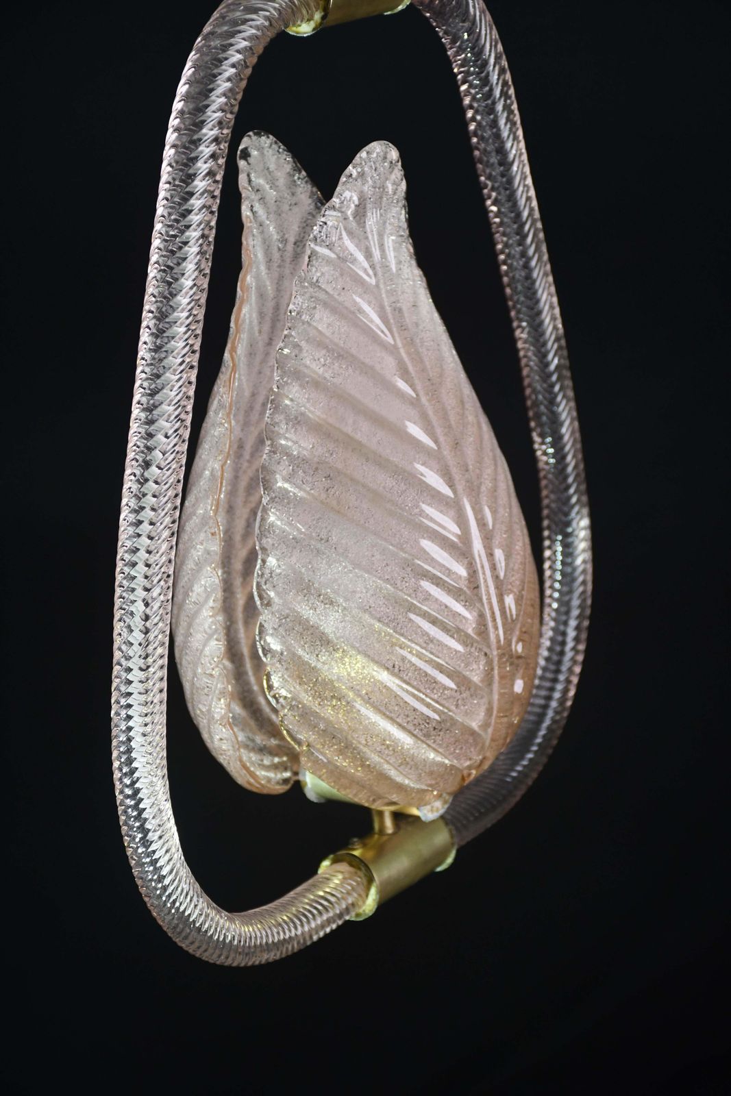 Elgant Pink Art Decò Barovier E Toso Pendant Light Murano Glass, 1940s photo vinterior