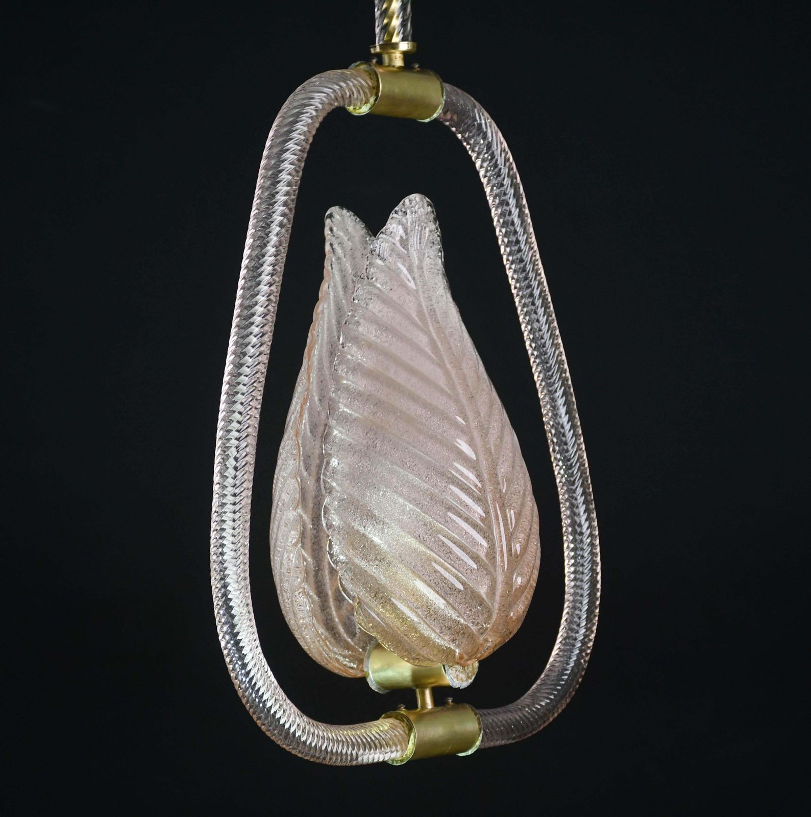 Elgant Pink Art Decò Barovier E Toso Pendant Light Murano Glass, 1940s photo vintage