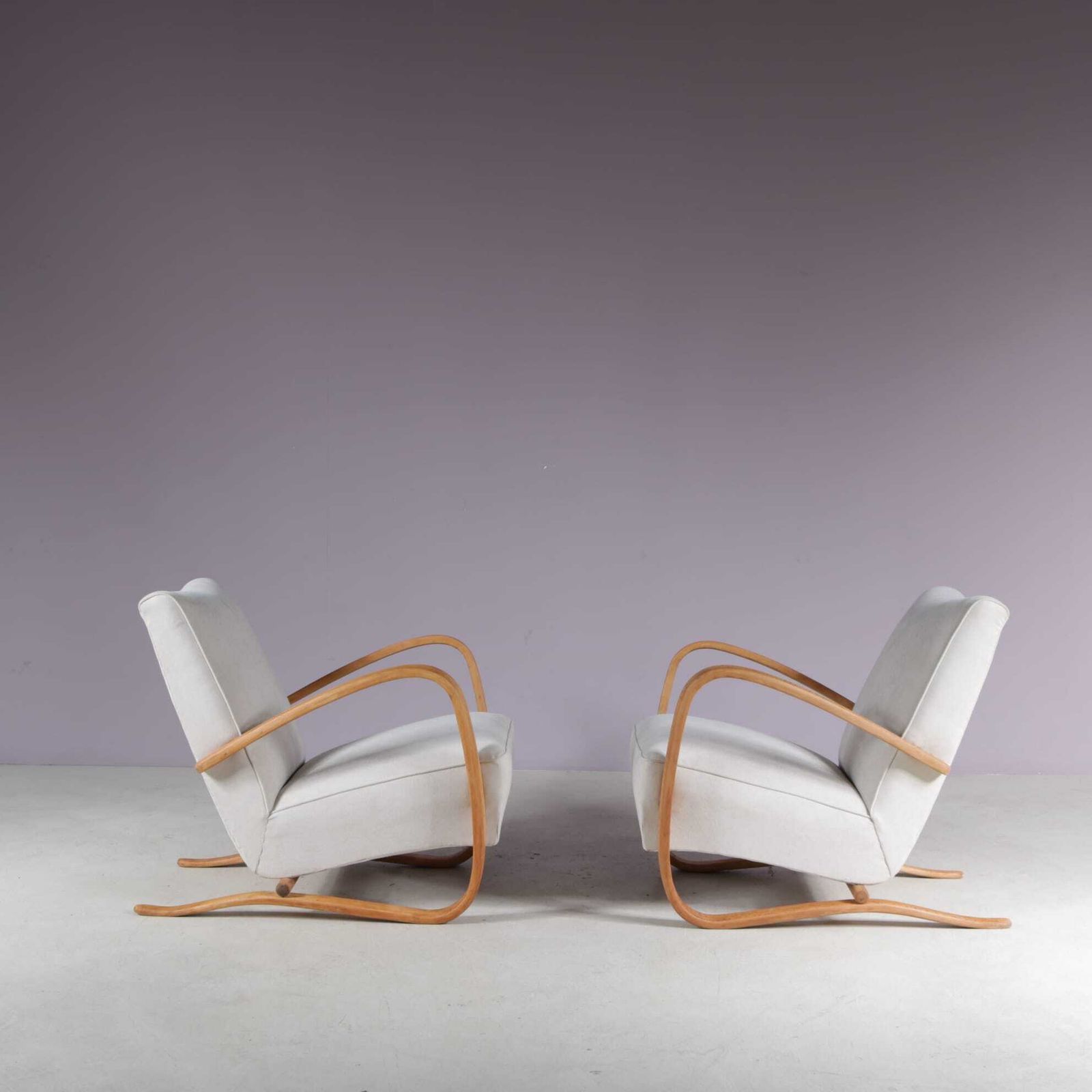 Pair Of Jindrich Halabala Lounge Chairs For Up Zadovy, 1950 photo for sale