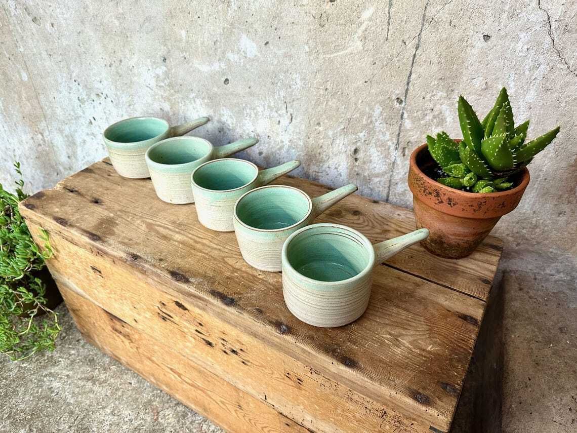 Set Of 5 X Vintage Studio Pottery Soup Crocks Bowls Mugs photo vinterior