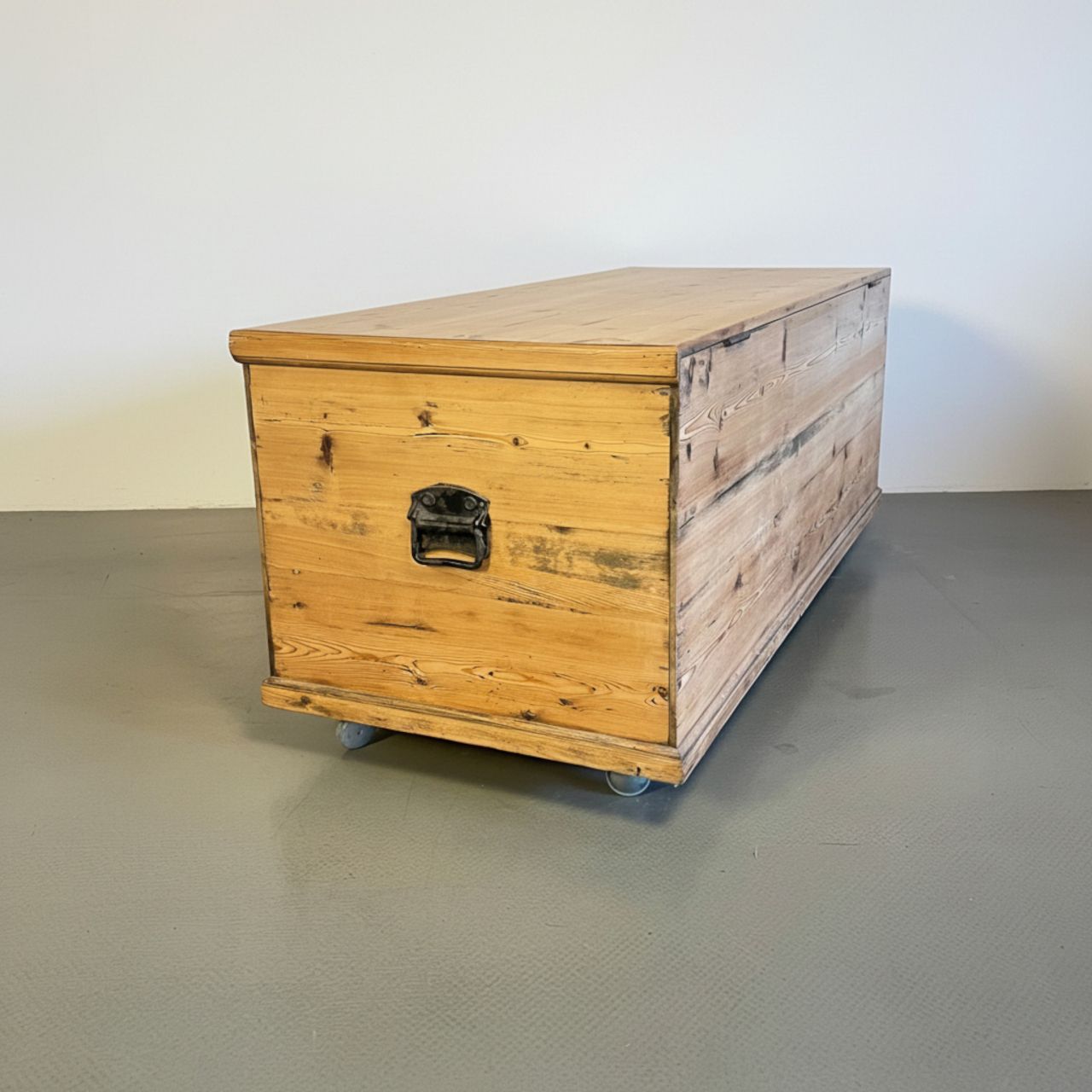 photo for sale Victorian Large Pine Trunk On Wheels