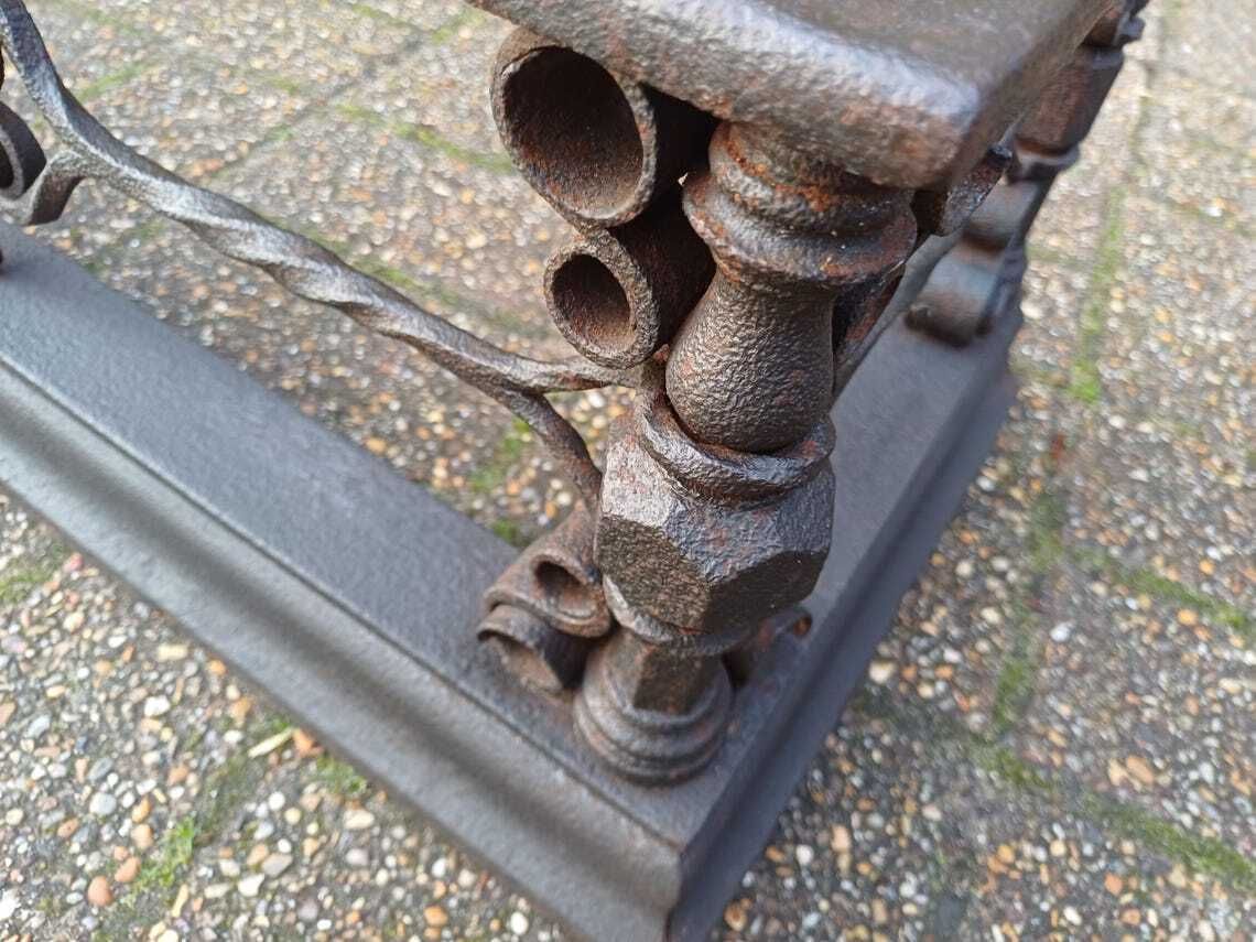 Grand Vintage Victorian Cast Iron And Steel Fireplace Fender 35kg Ornate Scrollwork Original Antique Architectural photo furniture