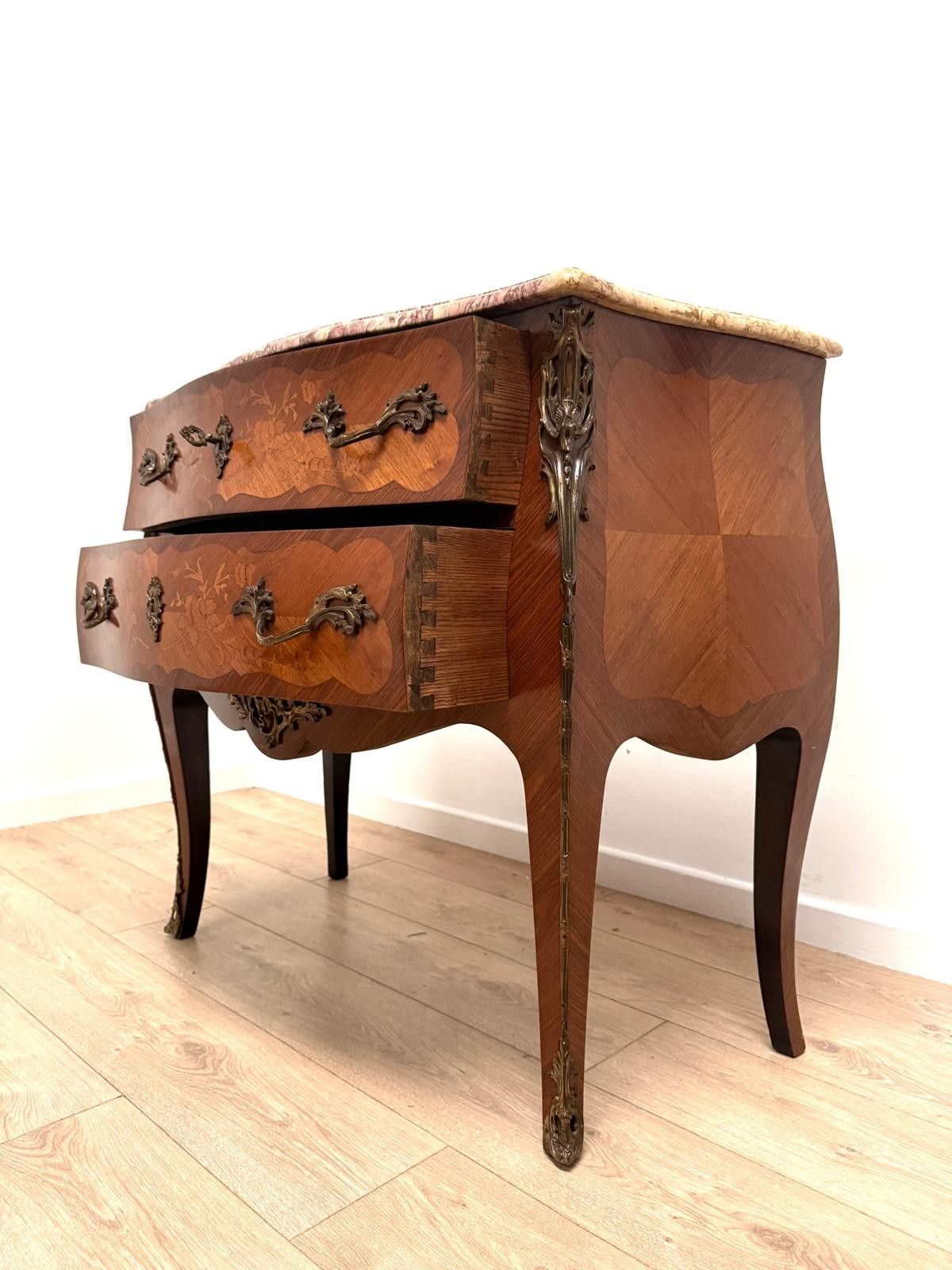 Louis XV Style Commode Superb Rare Sienna Pink Marble Delivery Available 0024 photo for sale